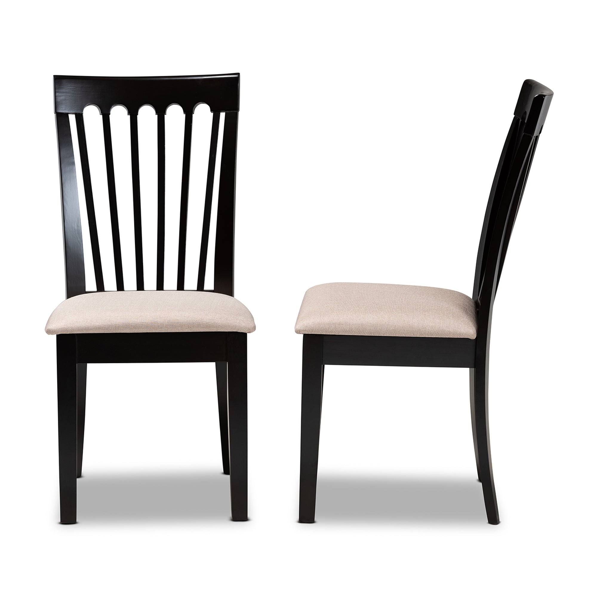 Baxton Studio Minette Modern and Contemporary Sand Fabric Upholstered Espresso Brown Finished 2-Piece Wood Dining Chair Set