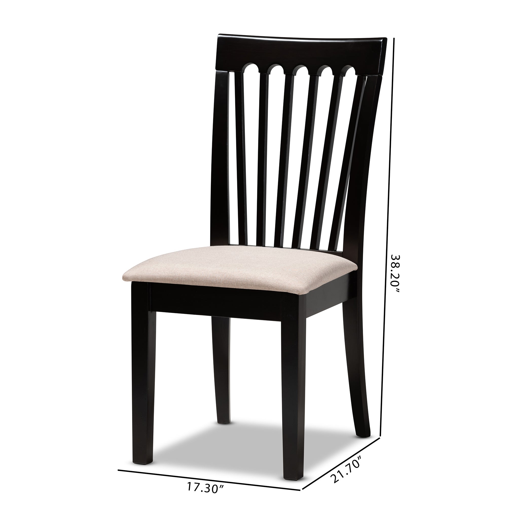 Baxton Studio Minette Modern and Contemporary Sand Fabric Upholstered Espresso Brown Finished 2-Piece Wood Dining Chair Set