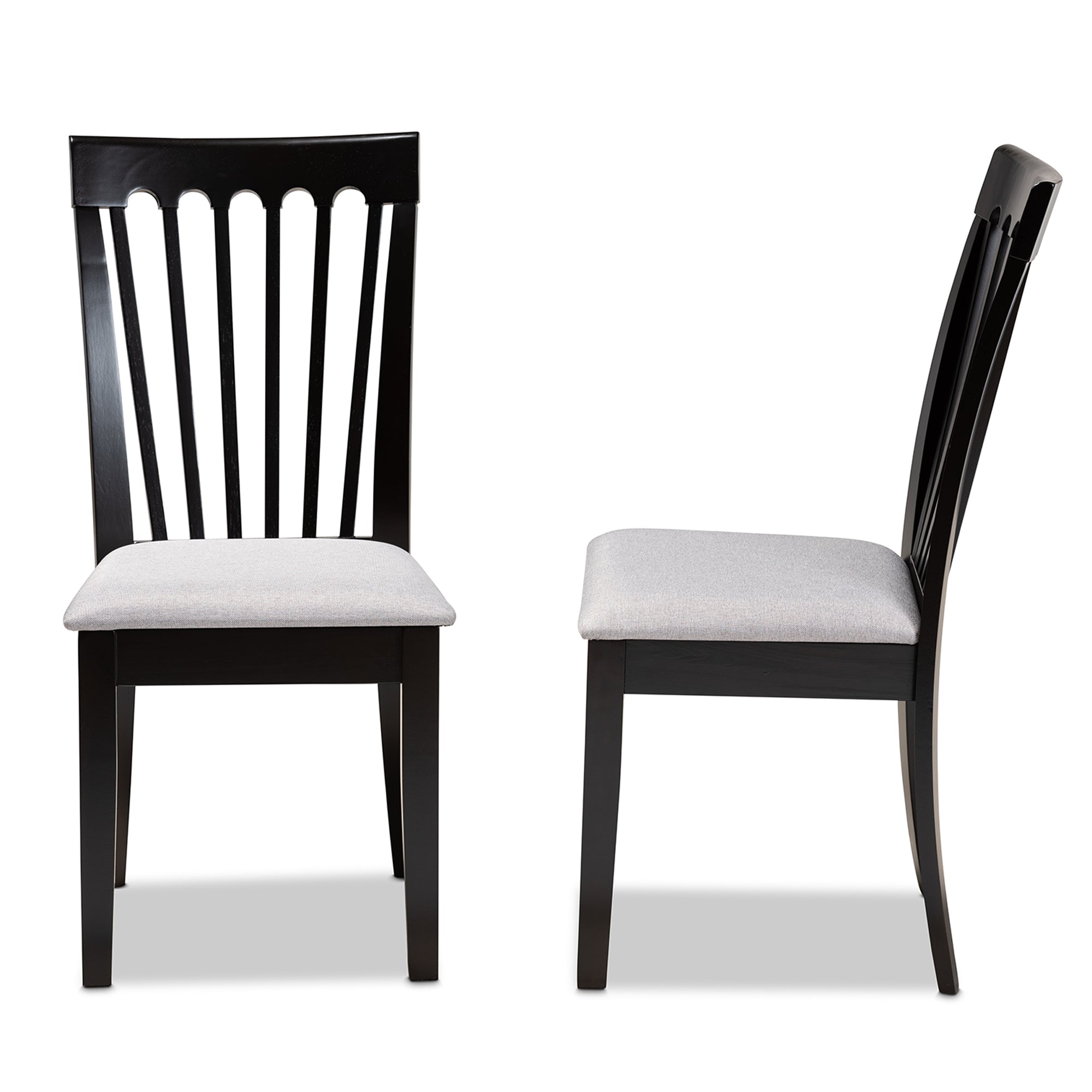 Baxton Studio Minette Modern and Contemporary Gray Fabric Upholstered and Espresso Brown Finished Wood 2-Piece Dining Chair Set