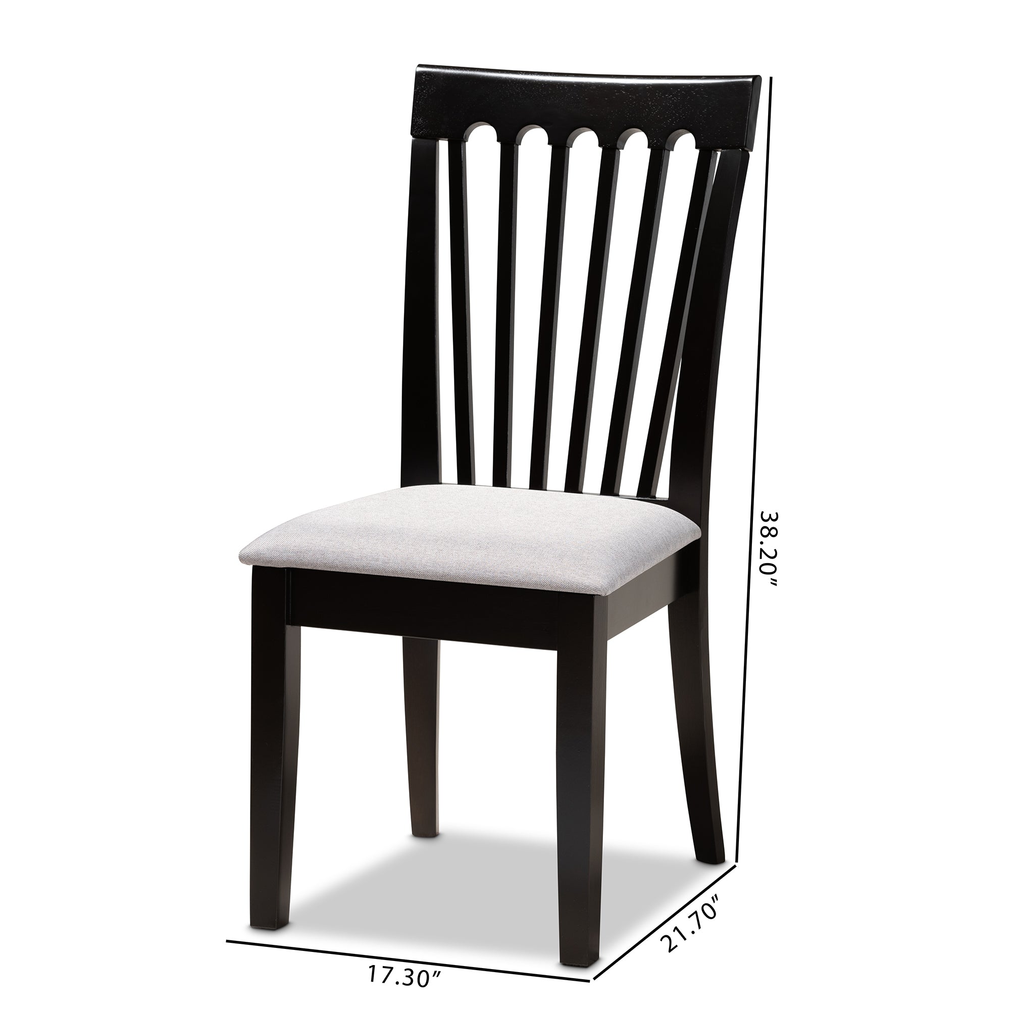 Baxton Studio Minette Modern and Contemporary Gray Fabric Upholstered and Espresso Brown Finished Wood 2-Piece Dining Chair Set