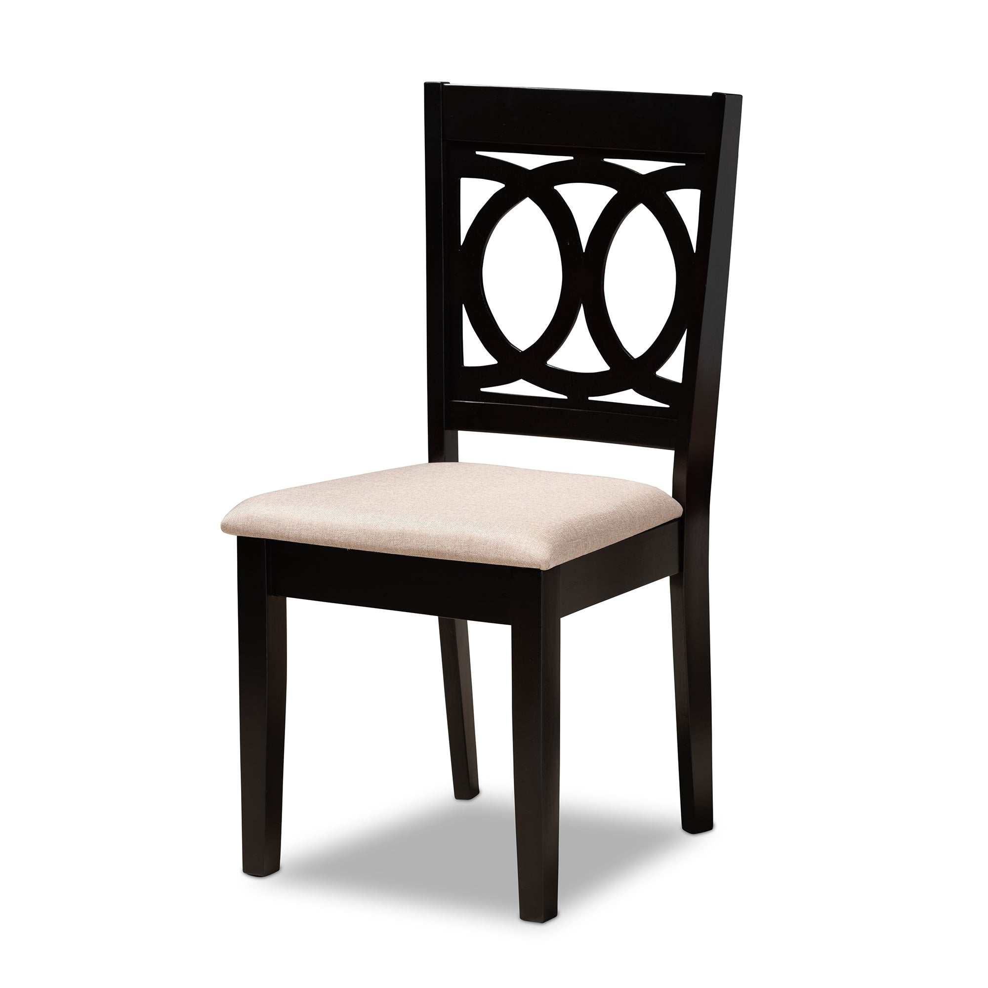 Baxton Studio Sanne Modern and Contemporary Sand Fabric Upholstered and Dark Brown Finished Wood 7-Piece Dining Set