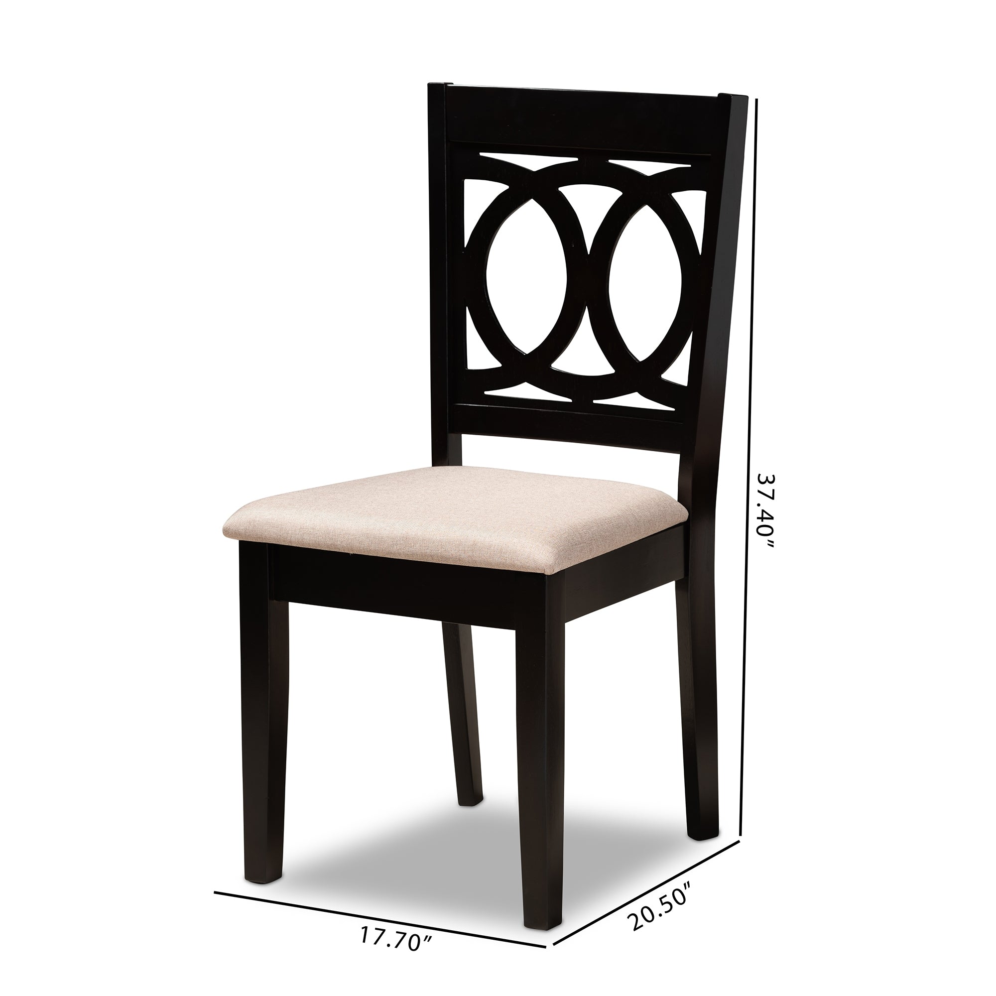 Baxton Studio Lenoir Modern and Contemporary Sand Fabric Upholstered Espresso Brown Finished Wood 2-Piece Dining Chair Set
