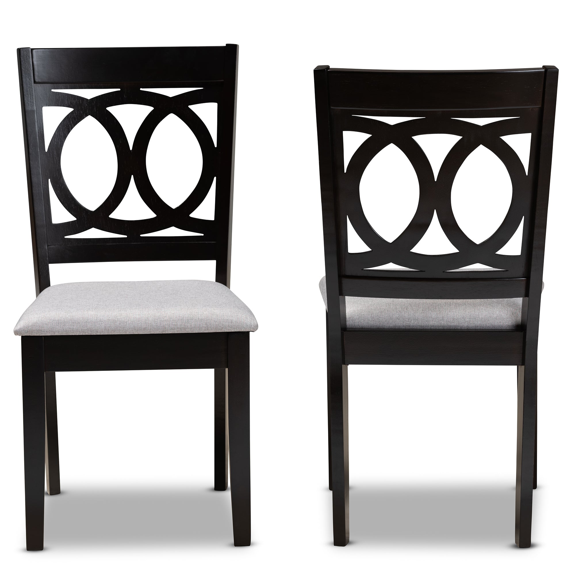 Baxton Studio Lenoir Modern and Contemporary Grey Fabric Upholstered Espresso Brown Finished Wood 2-Piece Dining Chair Set