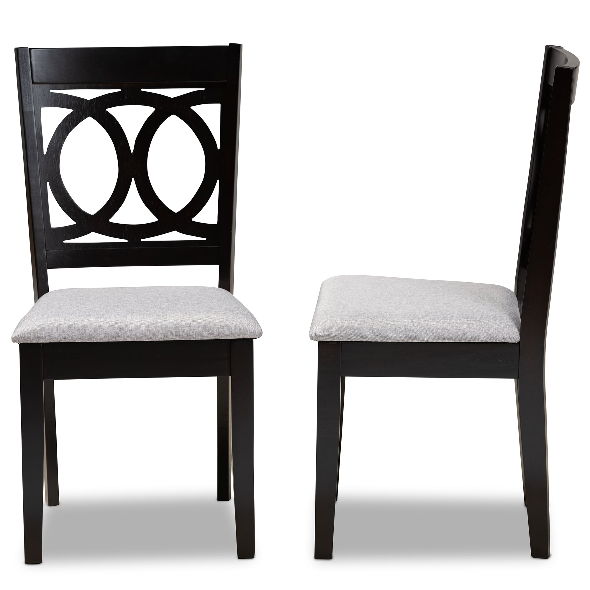 Baxton Studio Lenoir Modern and Contemporary Grey Fabric Upholstered Espresso Brown Finished Wood 2-Piece Dining Chair Set