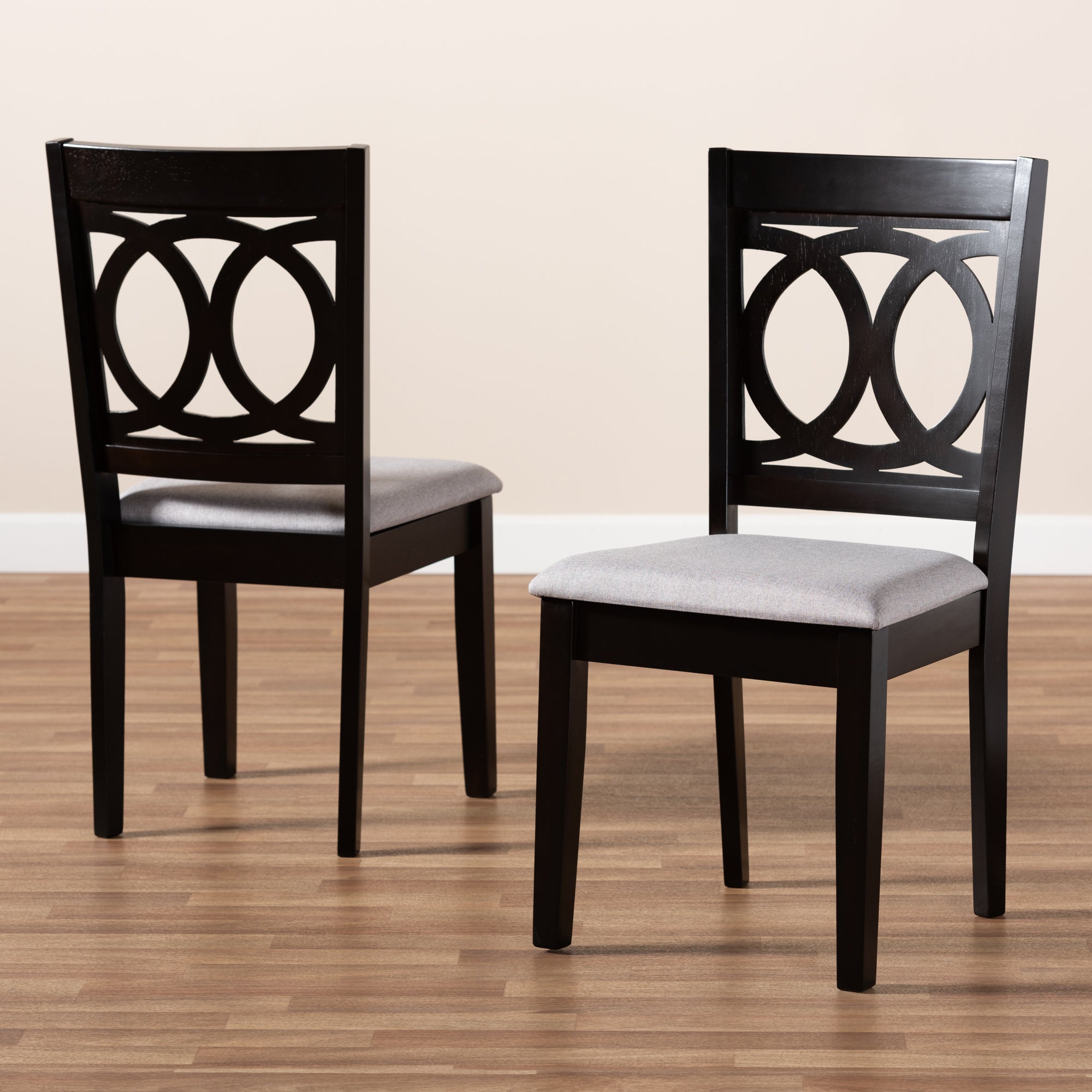 Baxton Studio Lenoir Modern and Contemporary Grey Fabric Upholstered Espresso Brown Finished Wood 2-Piece Dining Chair Set