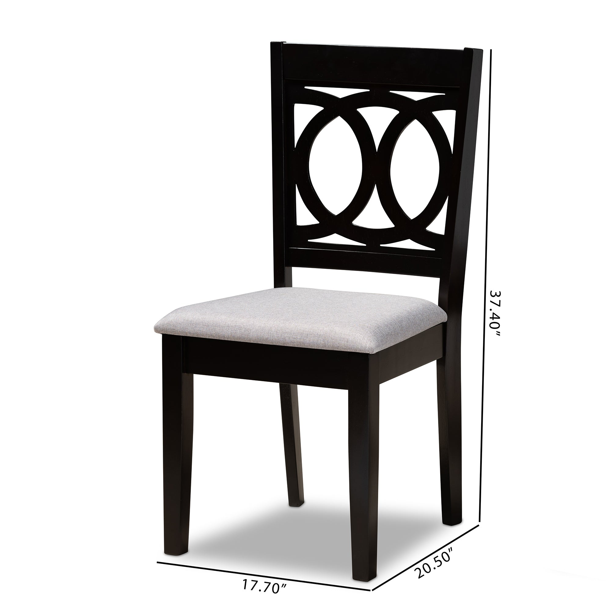 Baxton Studio Lenoir Modern and Contemporary Grey Fabric Upholstered Espresso Brown Finished Wood 2-Piece Dining Chair Set