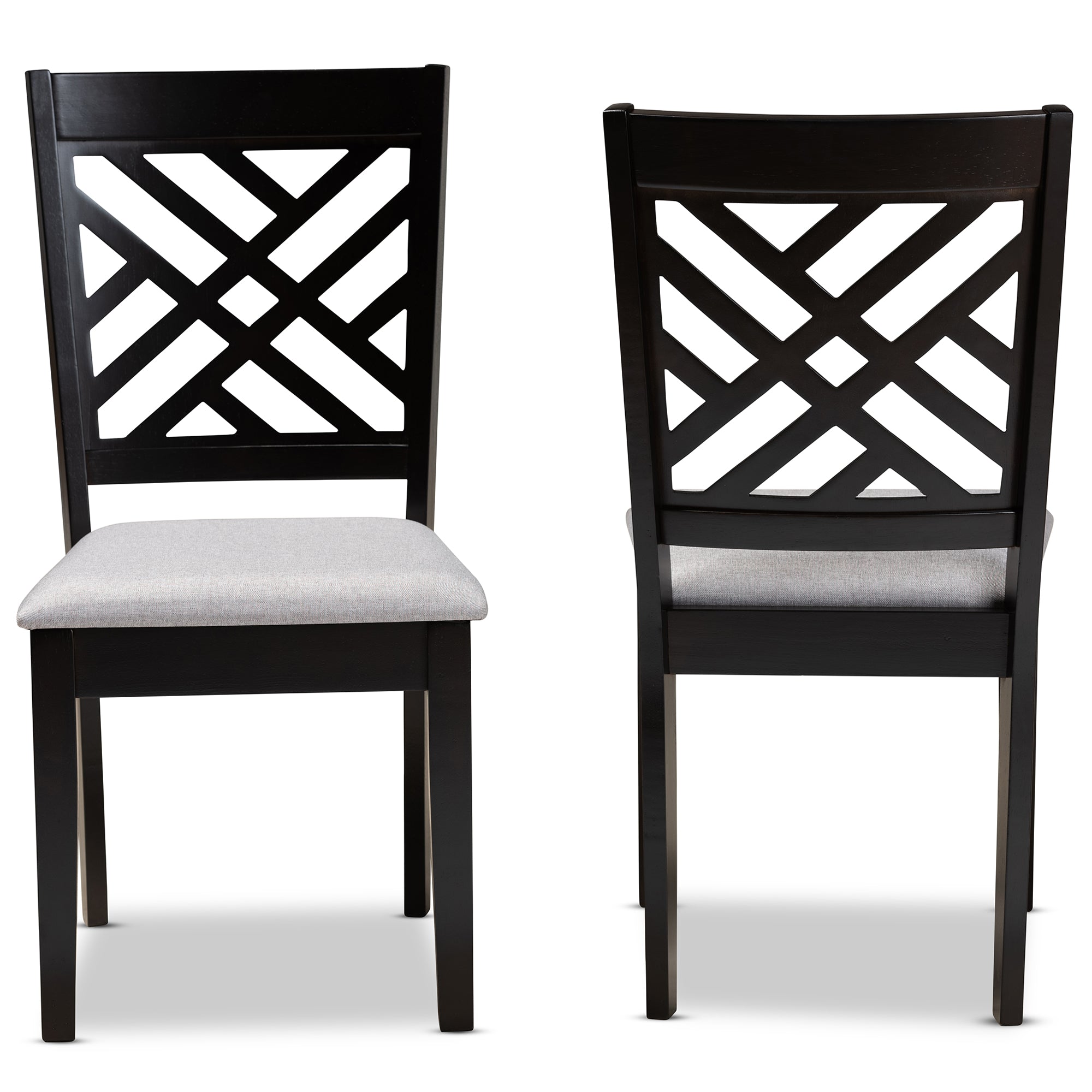 Baxton Studio Caron Modern and Contemporary Grey Fabric Upholstered Espresso Brown Finished Wood 2-Piece Dining Chair Set