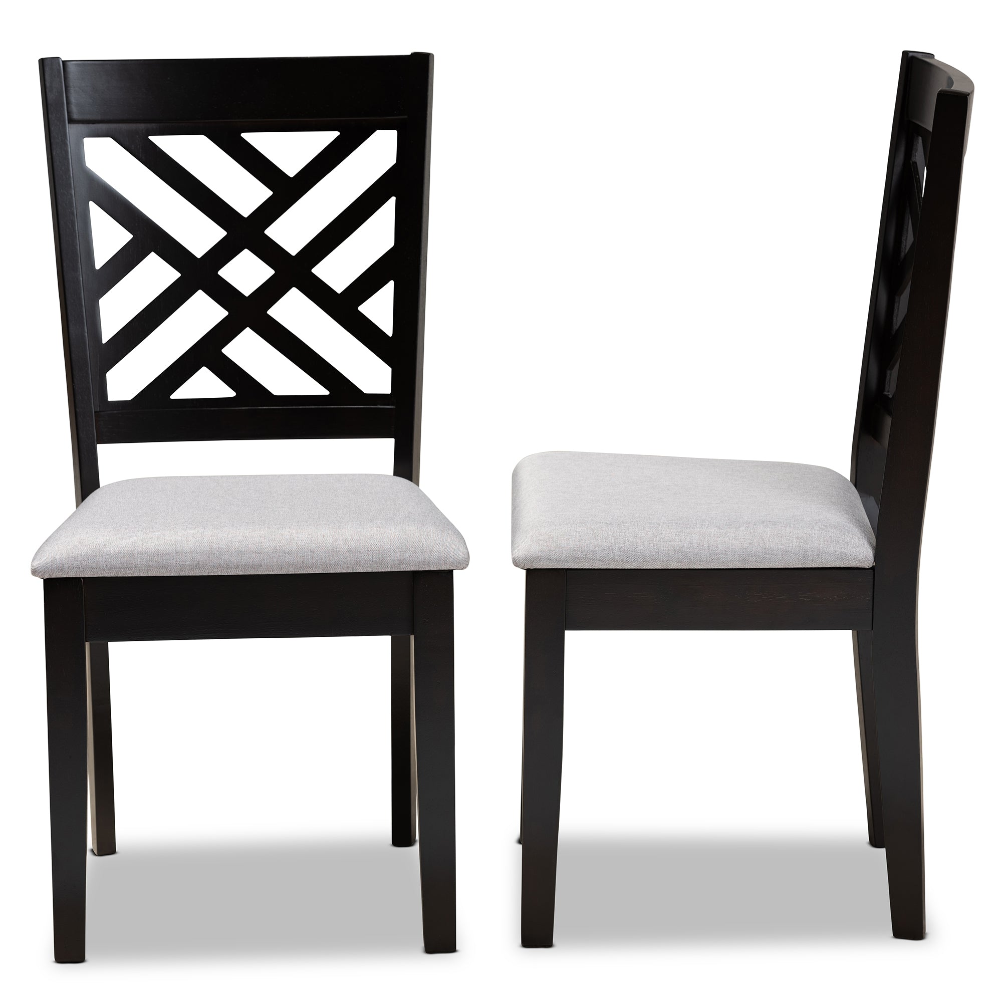 Baxton Studio Caron Modern and Contemporary Grey Fabric Upholstered Espresso Brown Finished Wood 2-Piece Dining Chair Set