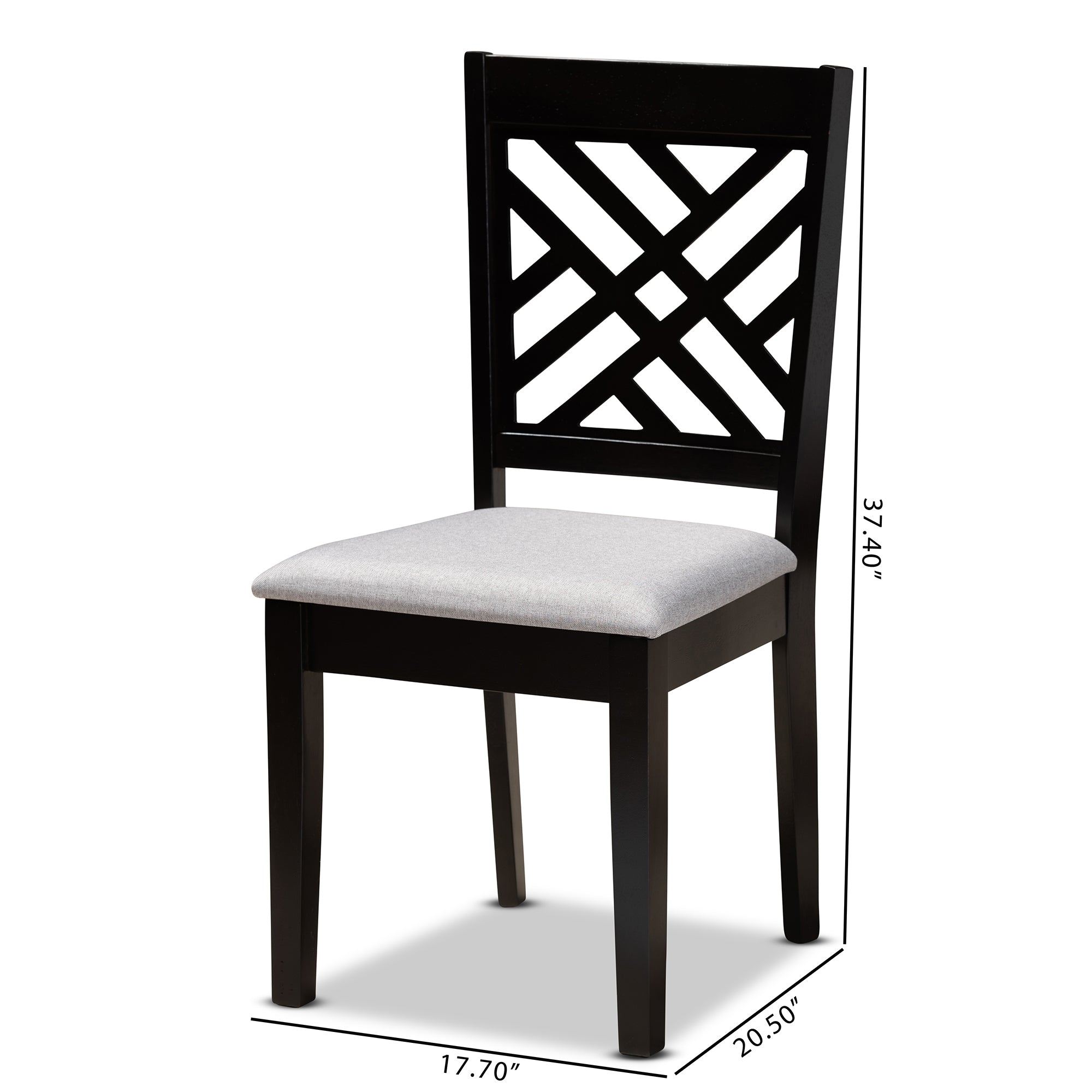 Baxton Studio Caron Modern and Contemporary Grey Fabric Upholstered Espresso Brown Finished Wood 2-Piece Dining Chair Set