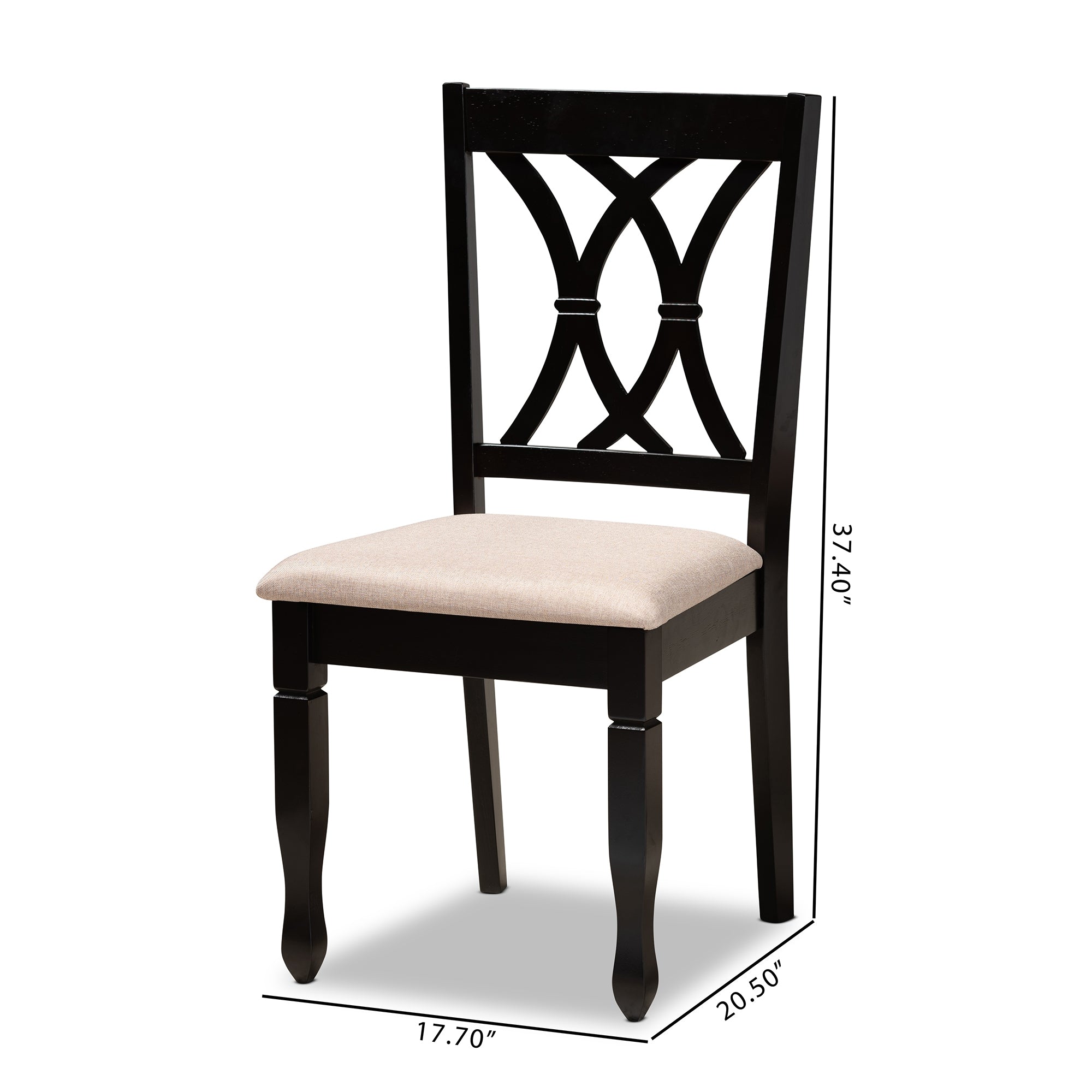 Baxton Studio Reneau Modern and Contemporary Sand Fabric Upholstered Espresso Brown Finished Wood 2-Piece Dining Chair Set