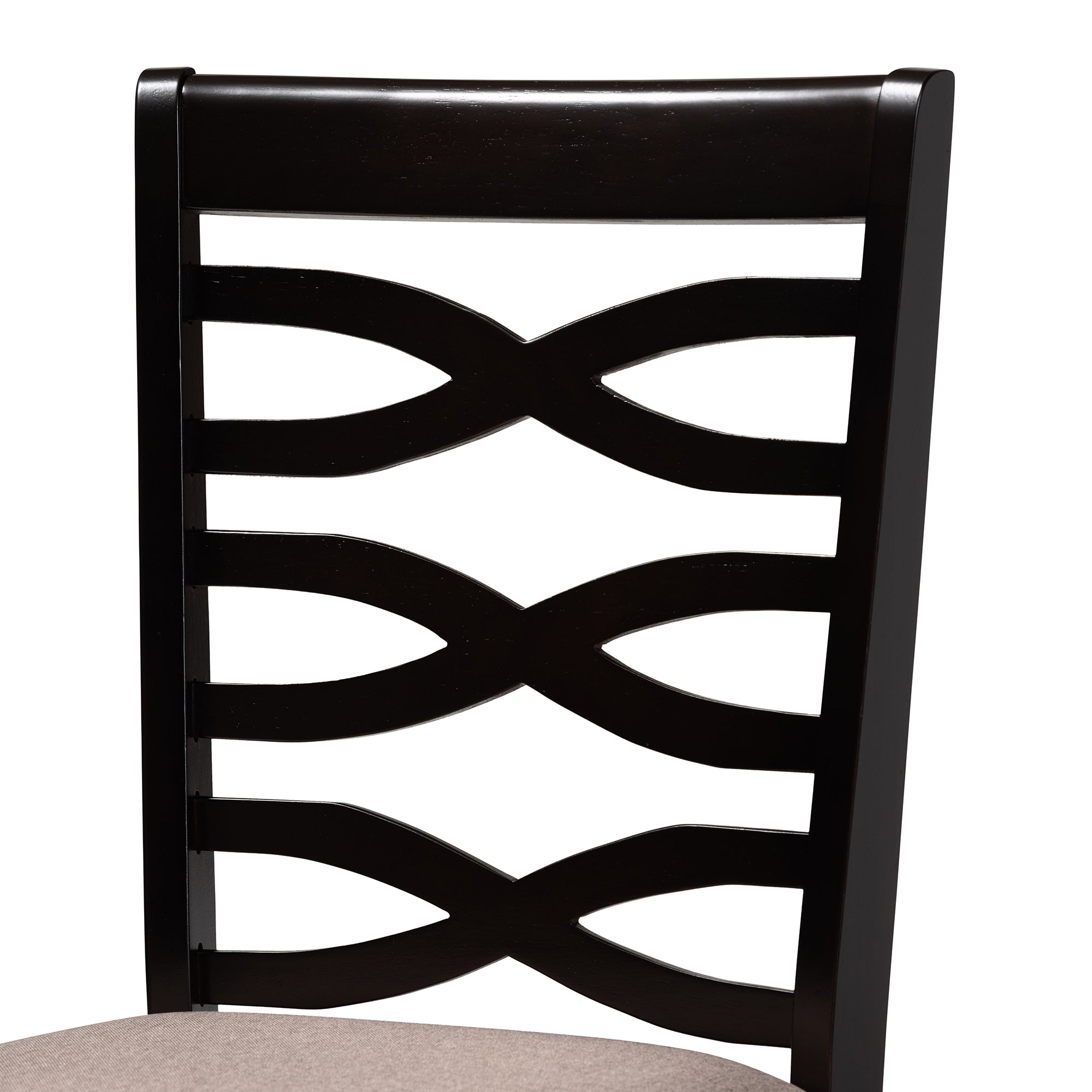 Baxton Studio Lanier Modern and Contemporary Sand Fabric Upholstered Dark Brown Finished Wood 7-Piece Dining Set