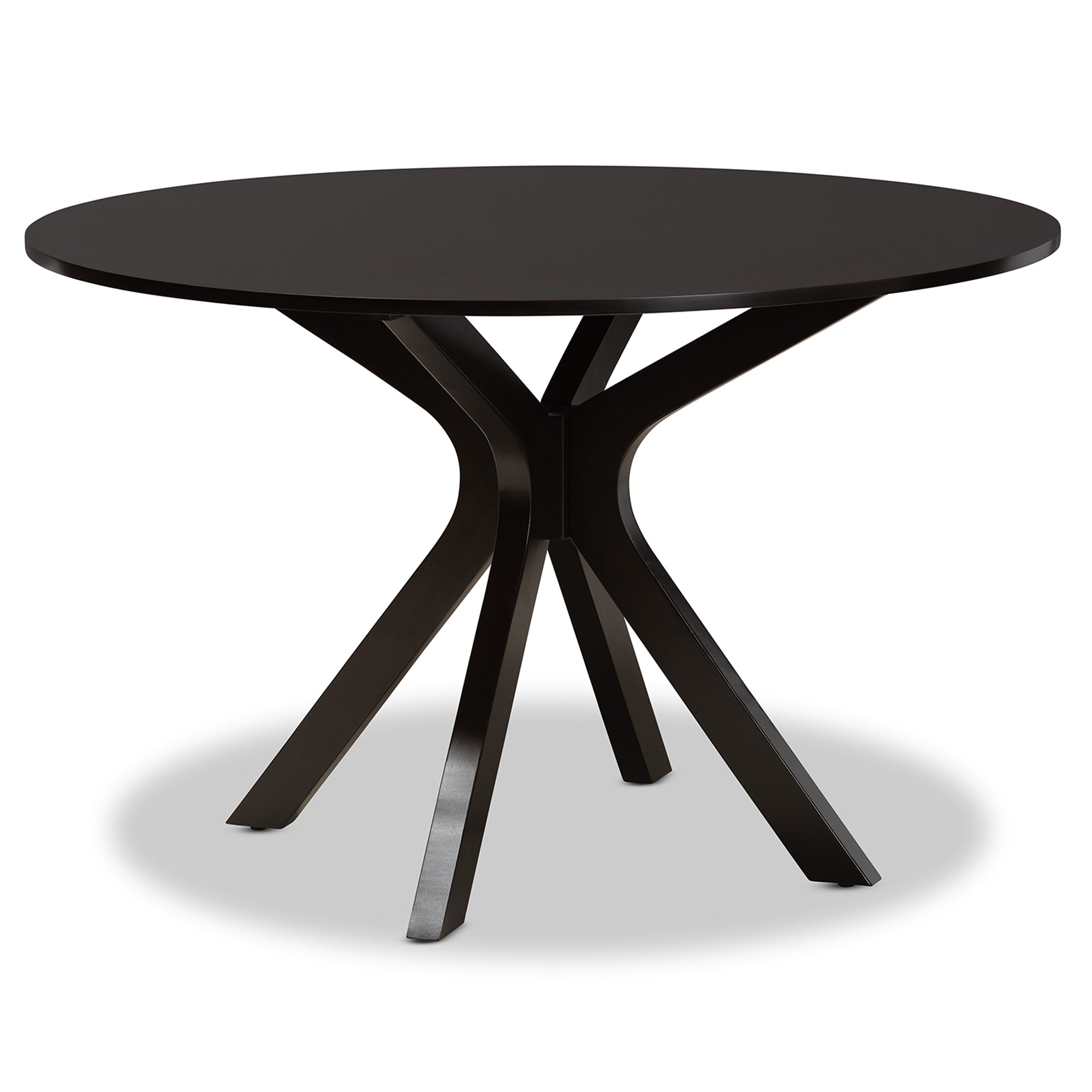 Baxton Studio Mila Modern and Contemporary Sand Fabric Upholstered Dark Brown Finished Wood 7-Piece Dining Set