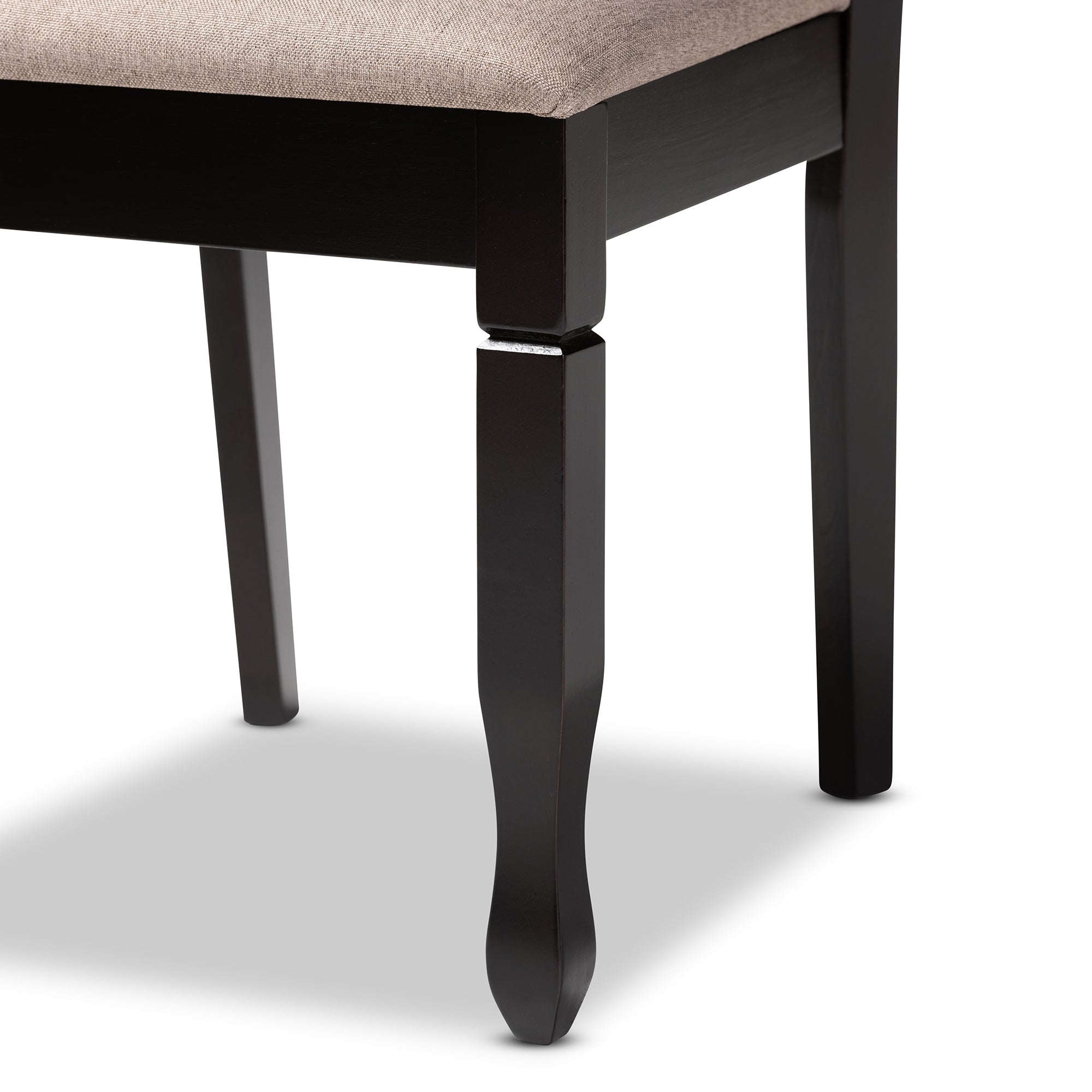 Baxton Studio Mila Modern and Contemporary Sand Fabric Upholstered Dark Brown Finished Wood 7-Piece Dining Set