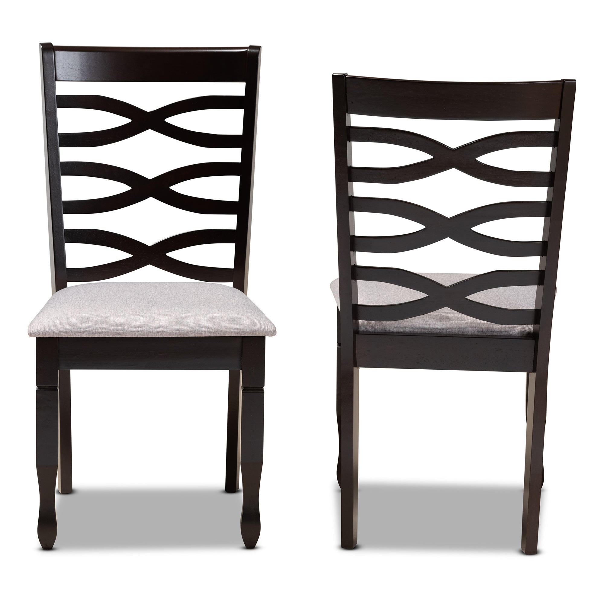 Baxton Studio Lanier Modern and Contemporary Grey Fabric Upholstered Espresso Brown Finished Wood 2-Piece Dining Chair Set