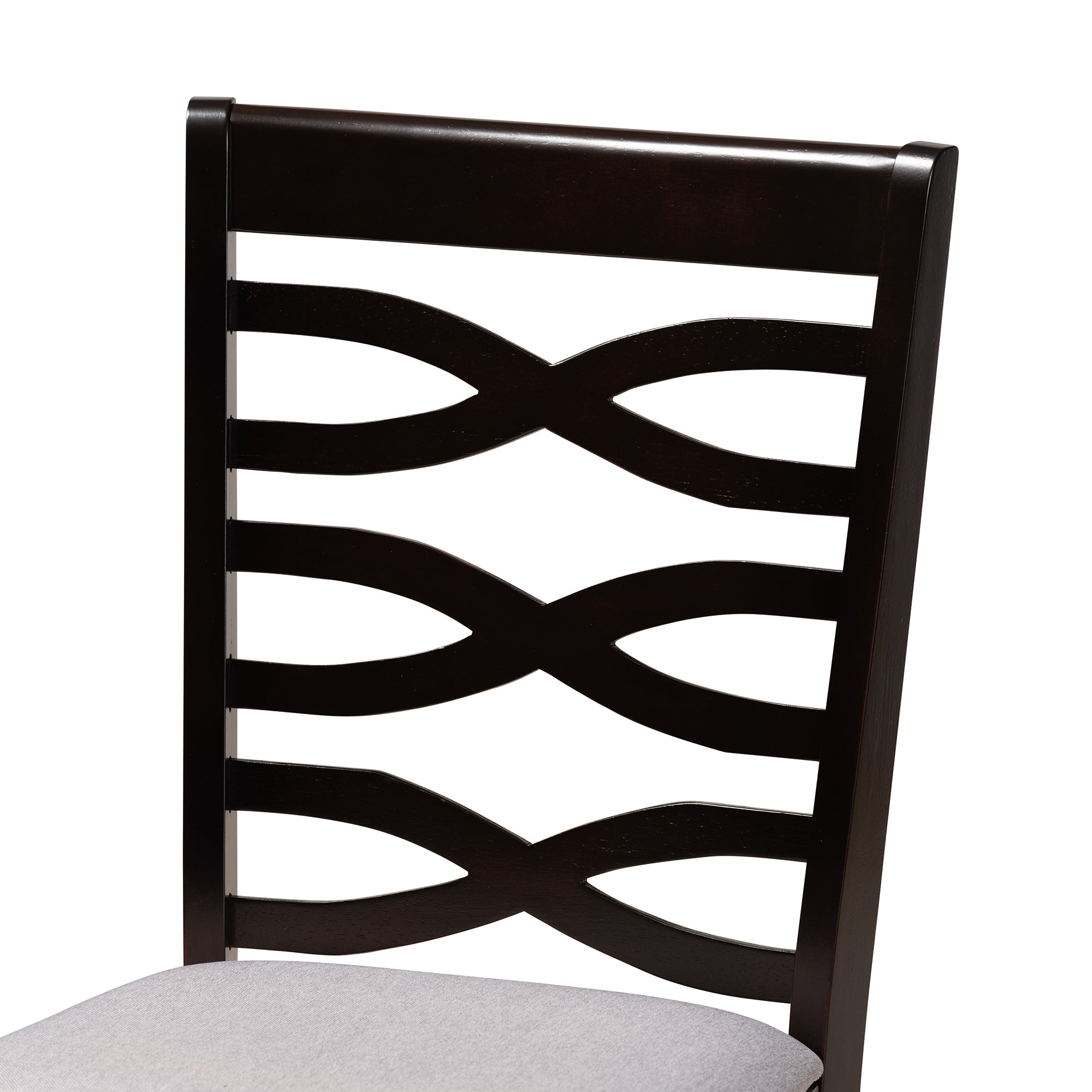 Baxton Studio Lanier Modern and Contemporary Grey Fabric Upholstered Espresso Brown Finished Wood 2-Piece Dining Chair Set