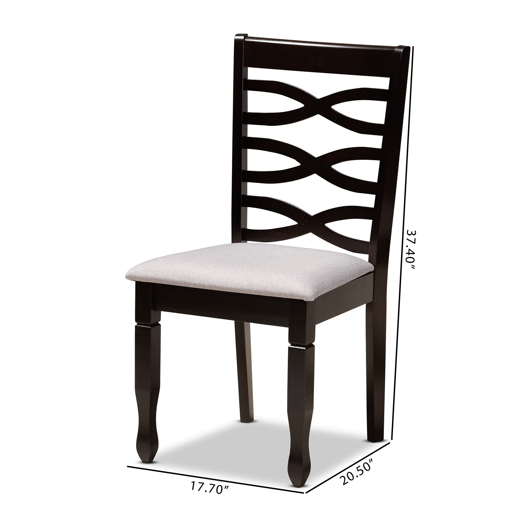 Baxton Studio Lanier Modern and Contemporary Grey Fabric Upholstered Espresso Brown Finished Wood 2-Piece Dining Chair Set