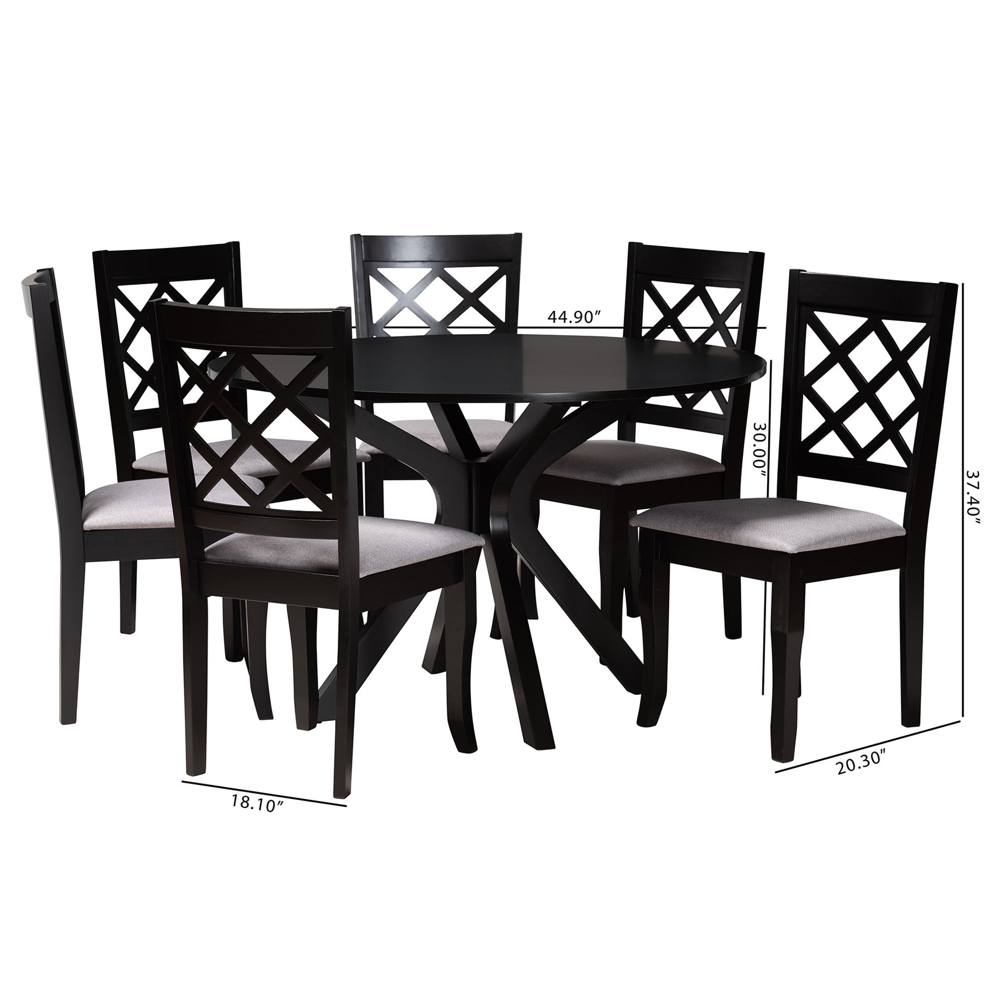Baxton Studio Jana Modern Grey Fabric and Espresso Brown Finished Wood 7-Piece Dining Set
