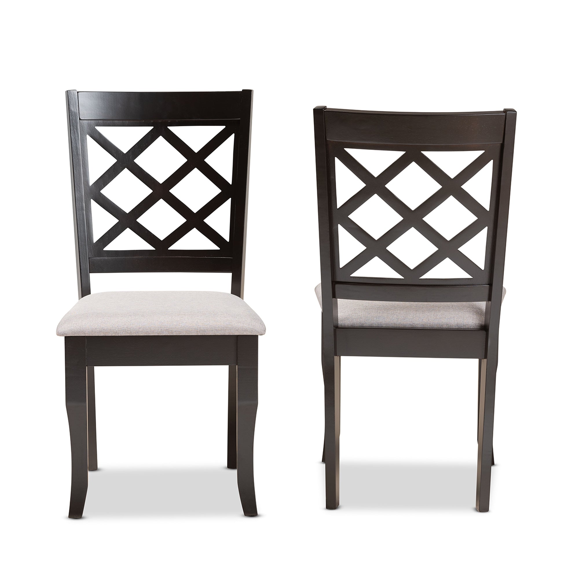 Baxton Studio Verner Modern and Contemporary Grey Fabric Upholstered and Dark Brown Finished Wood 2-Piece Dining Chair Set