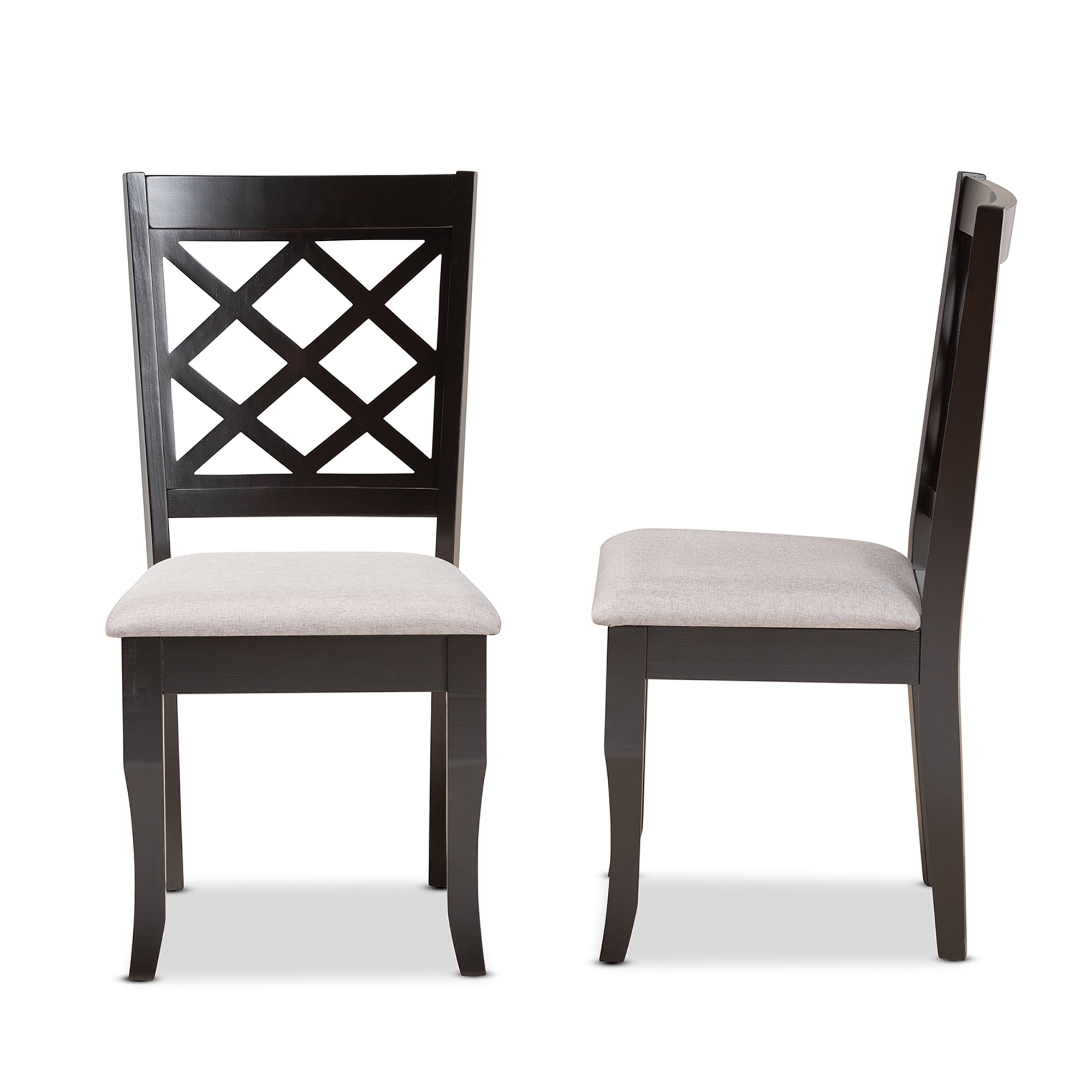 Baxton Studio Verner Modern and Contemporary Grey Fabric Upholstered and Dark Brown Finished Wood 2-Piece Dining Chair Set