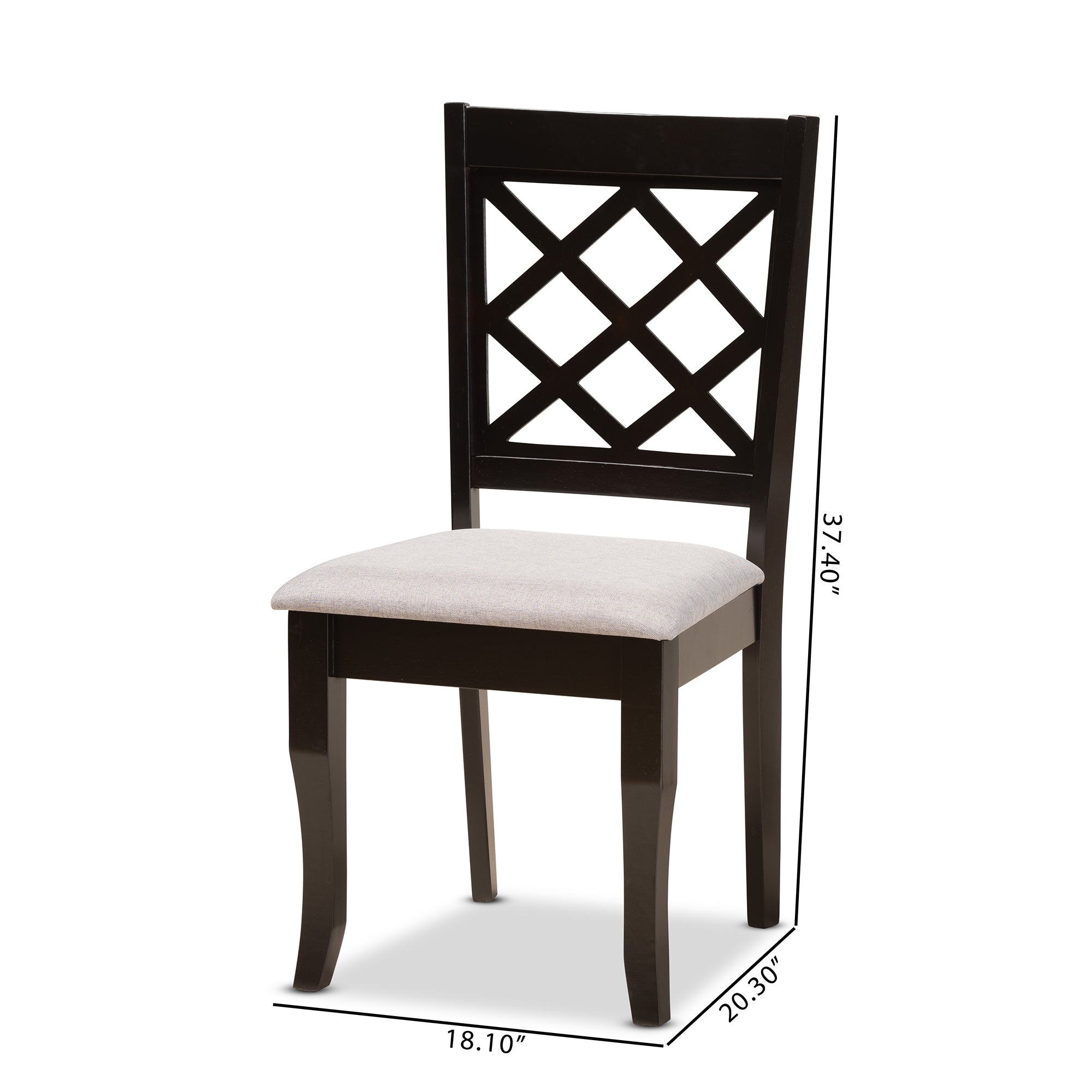 Baxton Studio Verner Modern and Contemporary Grey Fabric Upholstered and Dark Brown Finished Wood 2-Piece Dining Chair Set