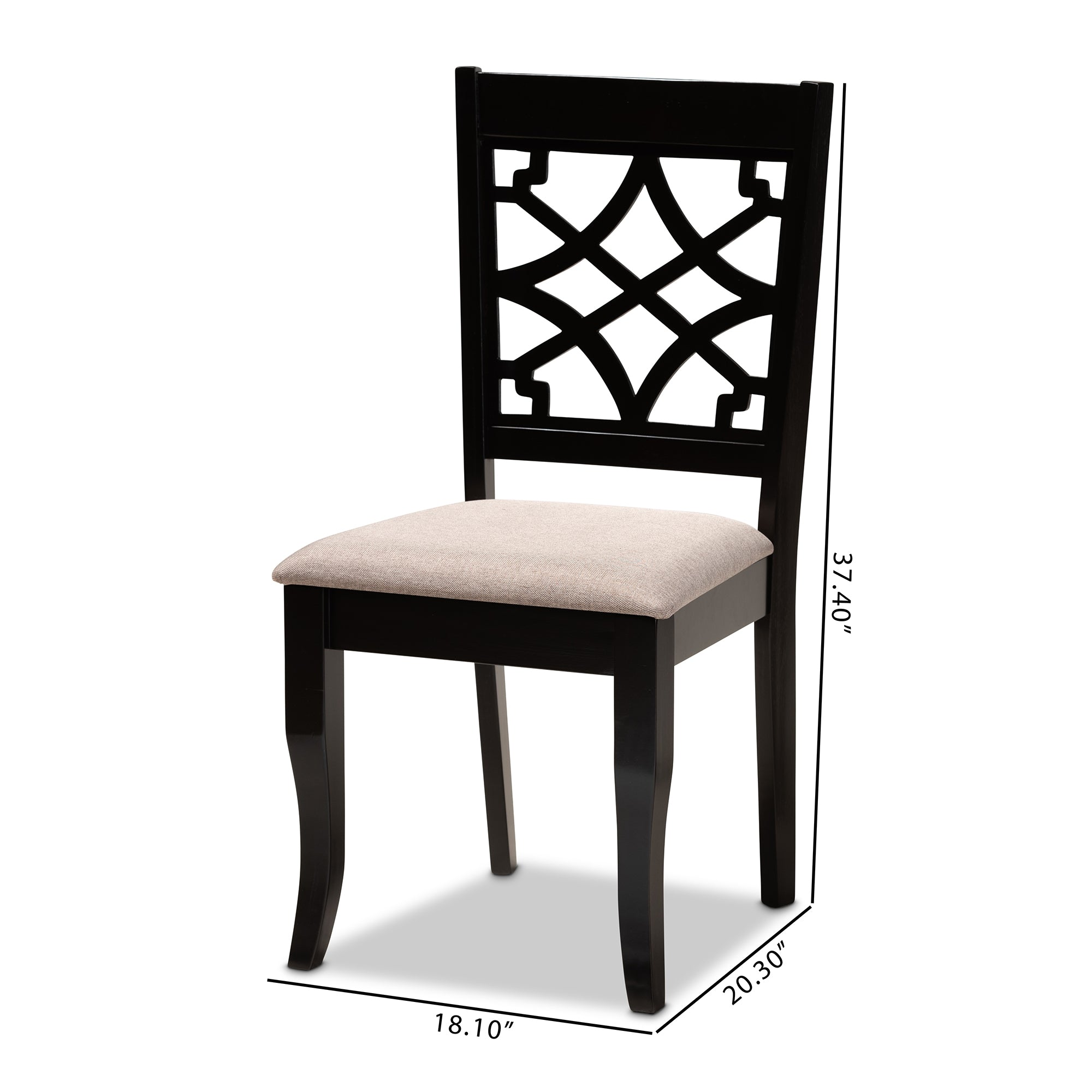 Baxton Studio Mael Modern and Contemporary Sand Fabric Upholstered and Espresso Brown Finished Wood 2-Piece Dining Chair Set