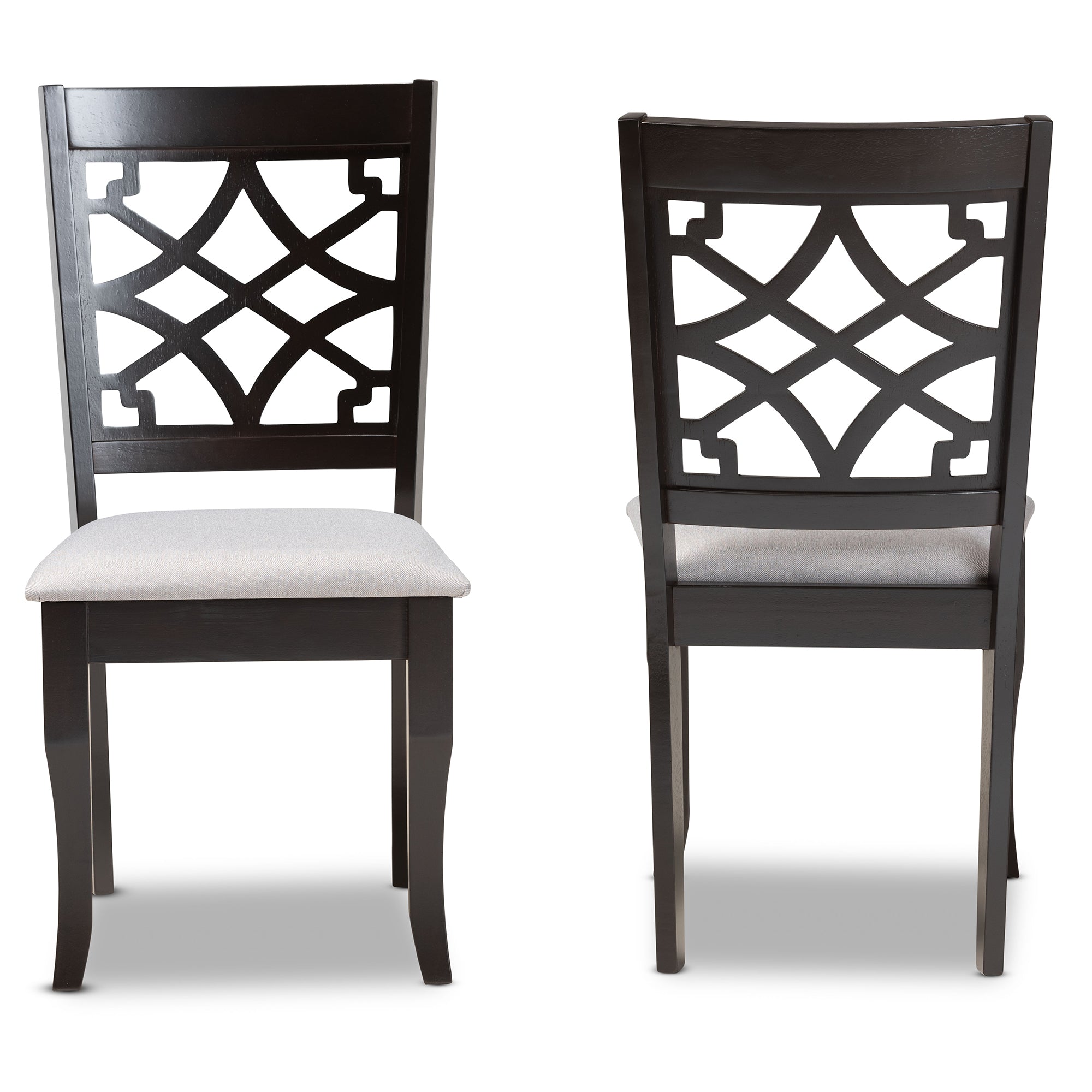 Baxton Studio Mael Modern and Contemporary Grey Fabric Upholstered and Dark Brown Finished Wood 2-Piece Dining Chair Set