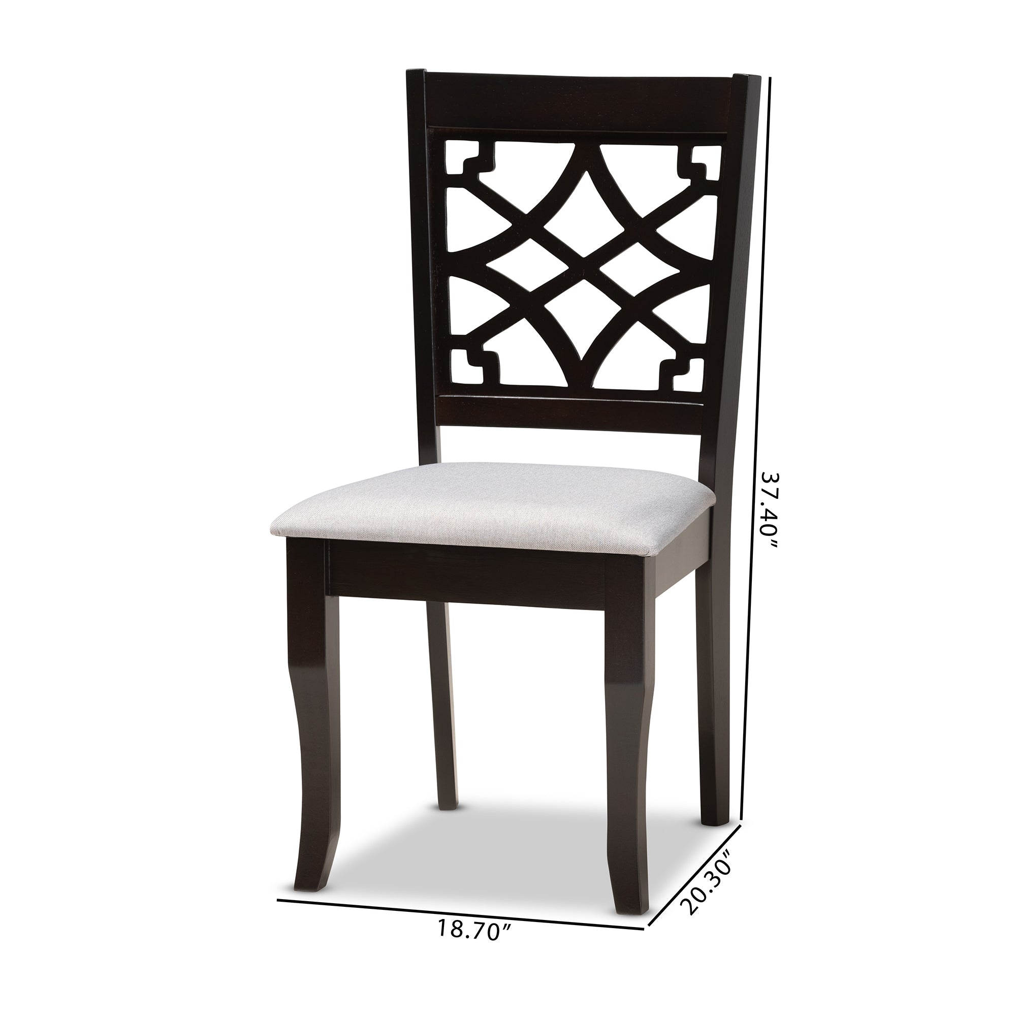 Baxton Studio Mael Modern and Contemporary Grey Fabric Upholstered and Dark Brown Finished Wood 2-Piece Dining Chair Set