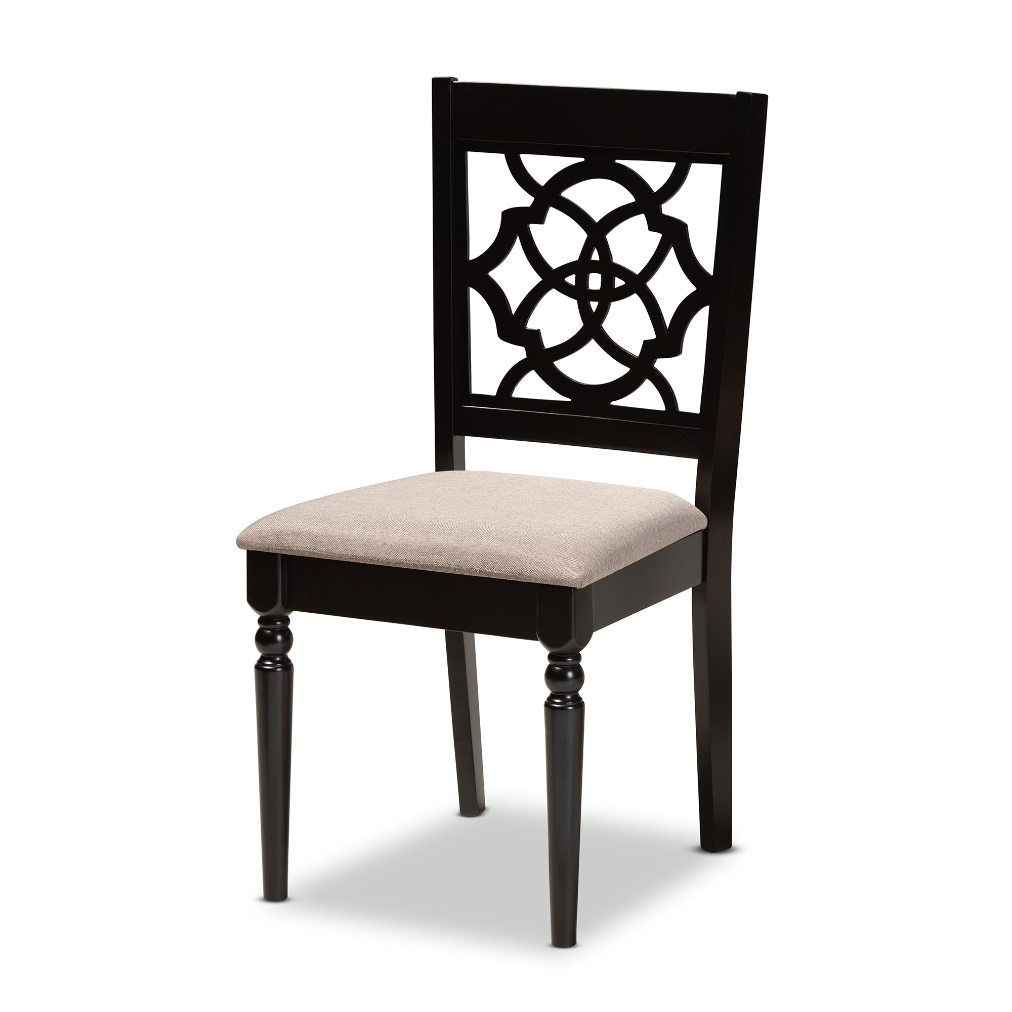 Baxton Studio Renaud Modern and Contemporary Sand Fabric Upholstered and Dark Brown Finished Wood 7-Piece Dining Set