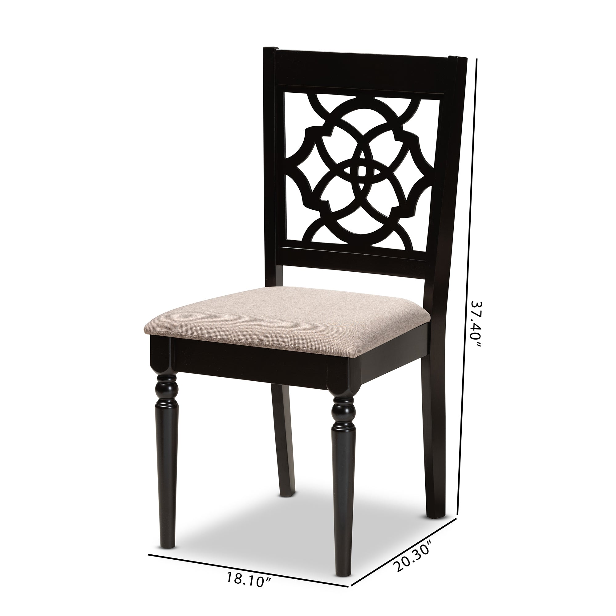 Baxton Studio Renaud Modern and Contemporary Sand Fabric Upholstered and Espresso Brown Finished Wood 2-Piece Dining Chair Set Set