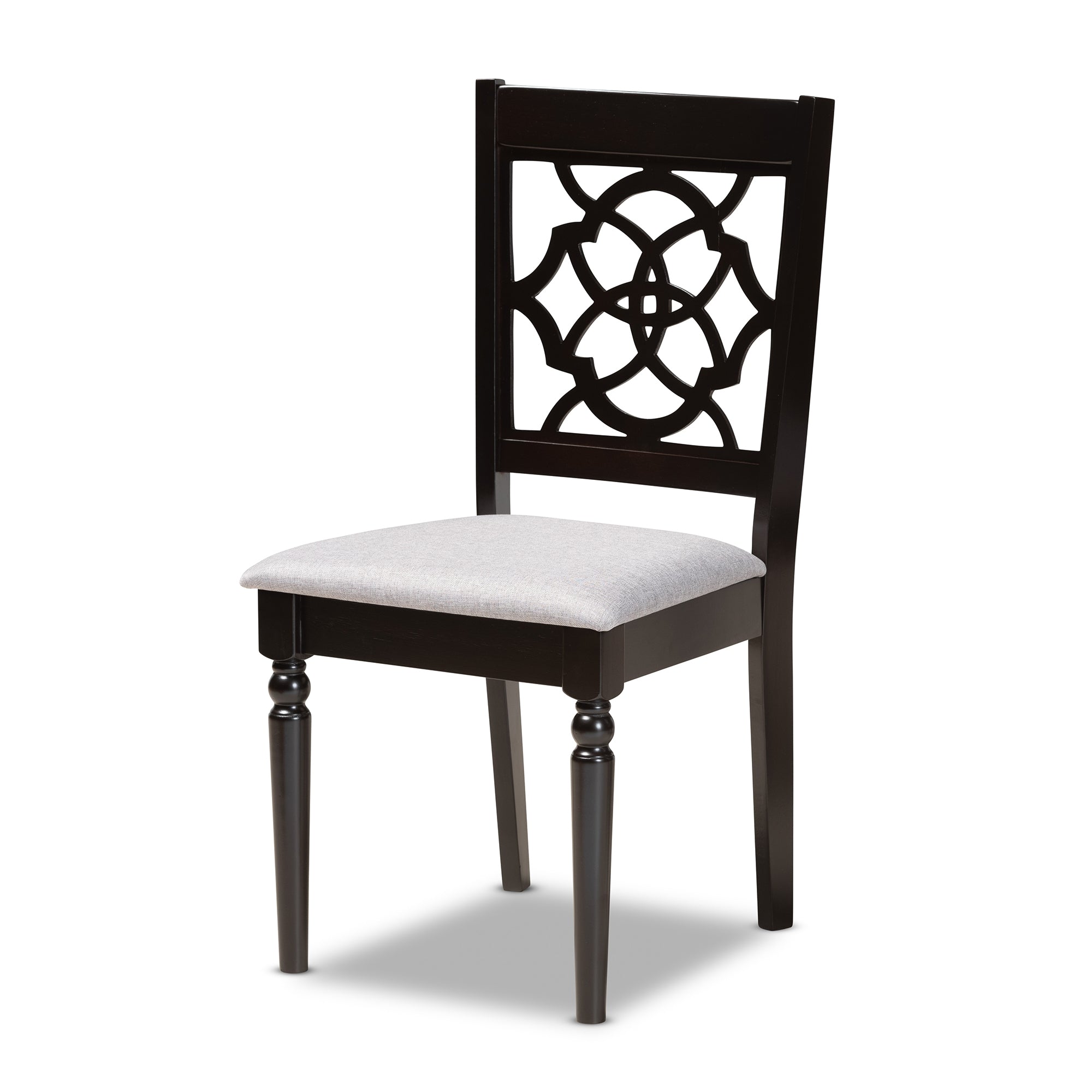 Baxton Studio Sadie Modern and Contemporary Grey Fabric Upholstered and Dark Brown Finished Wood 7-Piece Dining Set