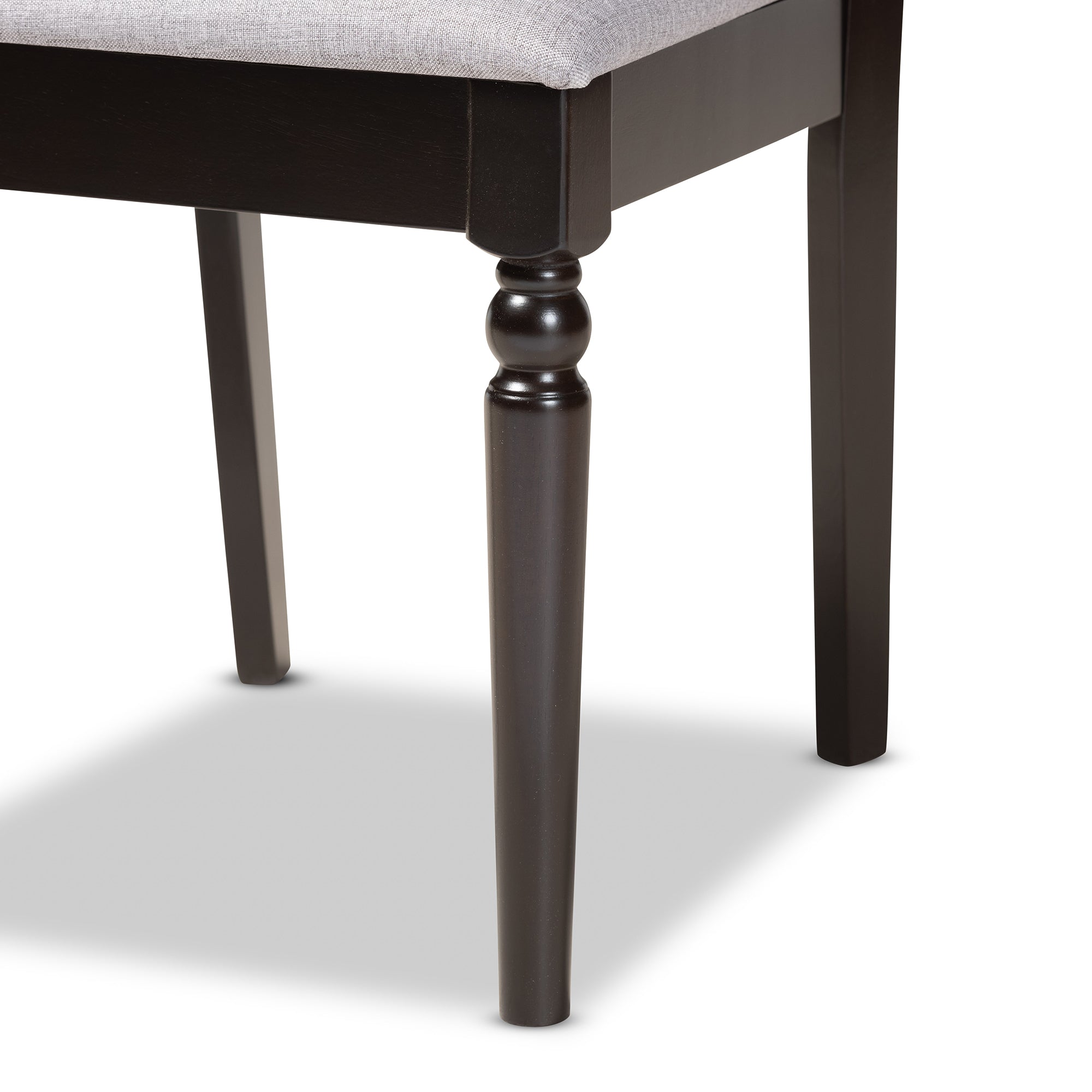 Baxton Studio Renaud Modern and Contemporary Grey Fabric Upholstered and Dark Brown Finished Wood 2-Piece Dining Chair Set
