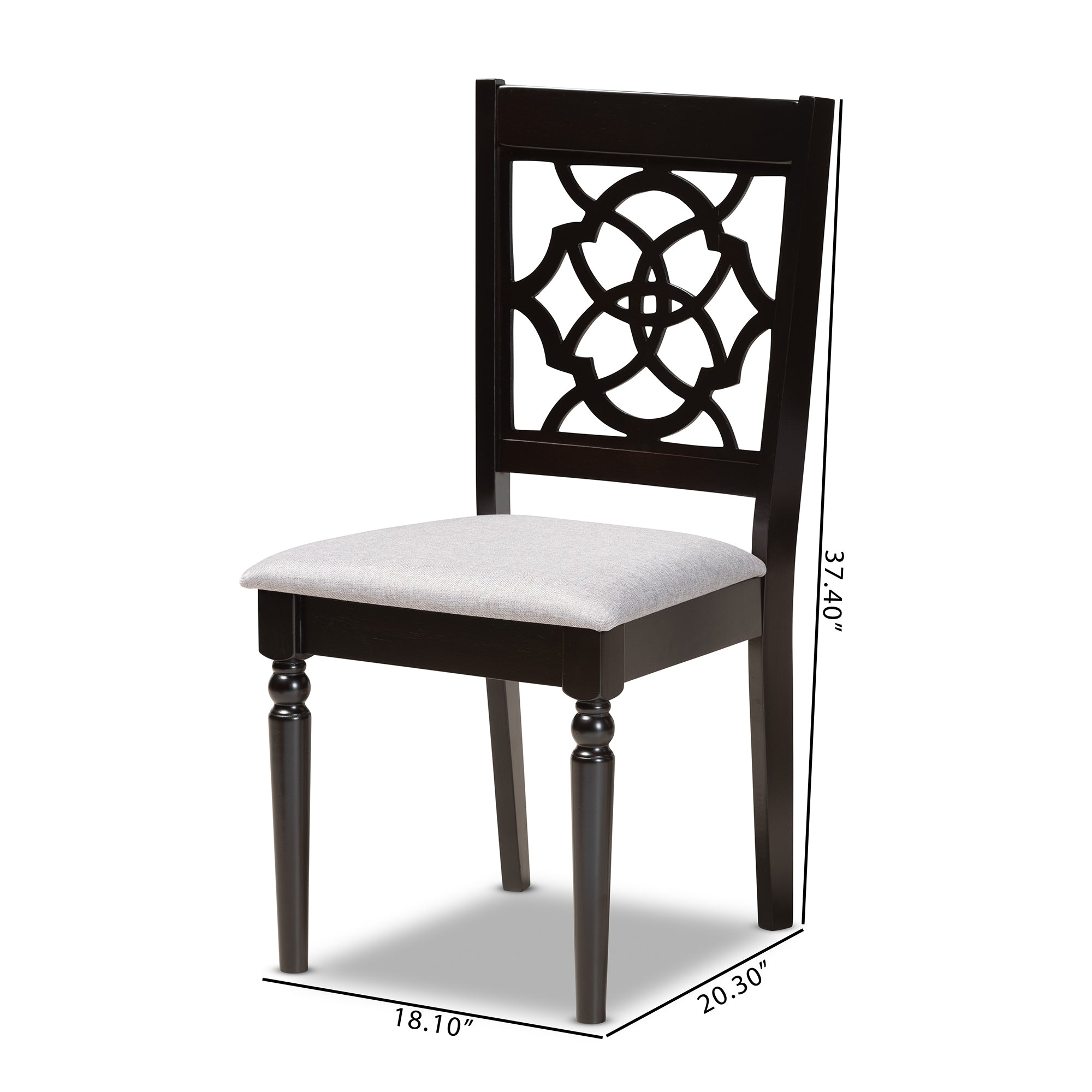 Baxton Studio Renaud Modern and Contemporary Grey Fabric Upholstered and Dark Brown Finished Wood 2-Piece Dining Chair Set