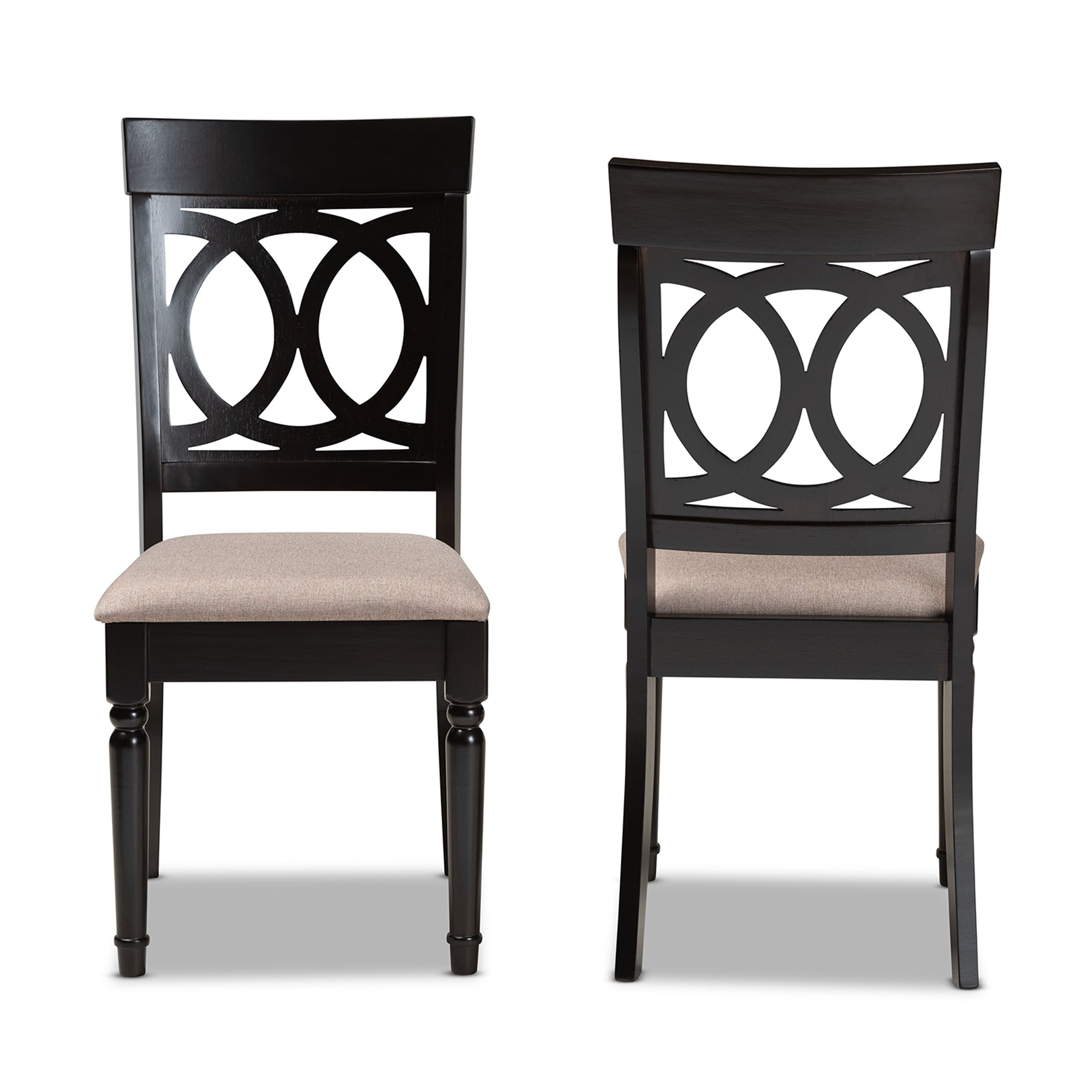 Baxton Studio Lucie Modern and Contemporary Sand Fabric Upholstered and Espresso Brown Finished Wood 2-Piece Dining Chair Set Set