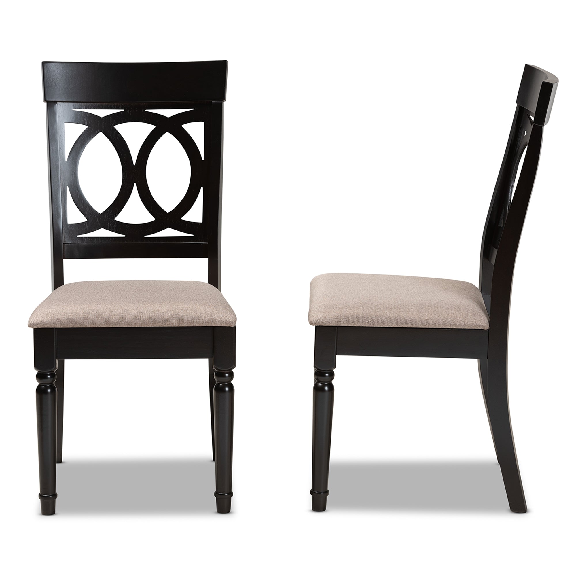 Baxton Studio Lucie Modern and Contemporary Sand Fabric Upholstered and Espresso Brown Finished Wood 2-Piece Dining Chair Set Set