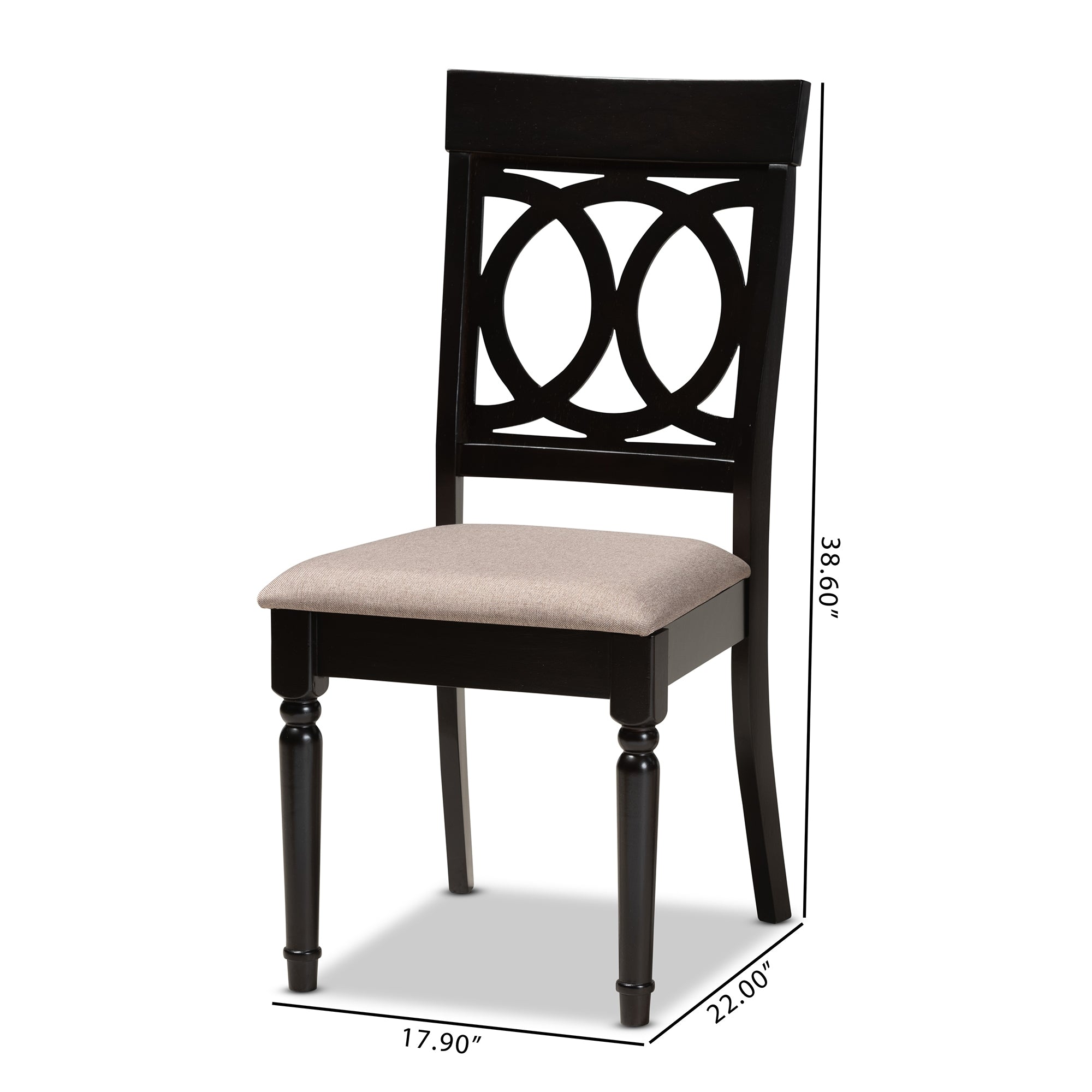 Baxton Studio Lucie Modern and Contemporary Sand Fabric Upholstered and Espresso Brown Finished Wood 2-Piece Dining Chair Set Set