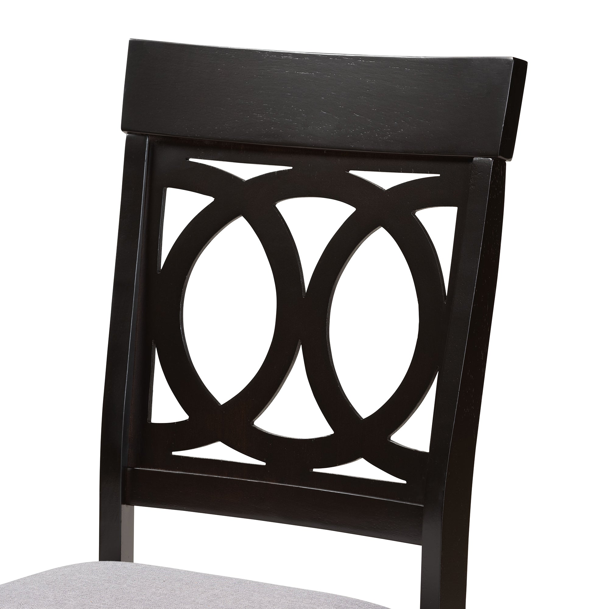 Baxton Studio Lucie Modern and Contemporary Grey Fabric Upholstered and Espresso Brown Finished Wood 2-Piece Dining Chair Set