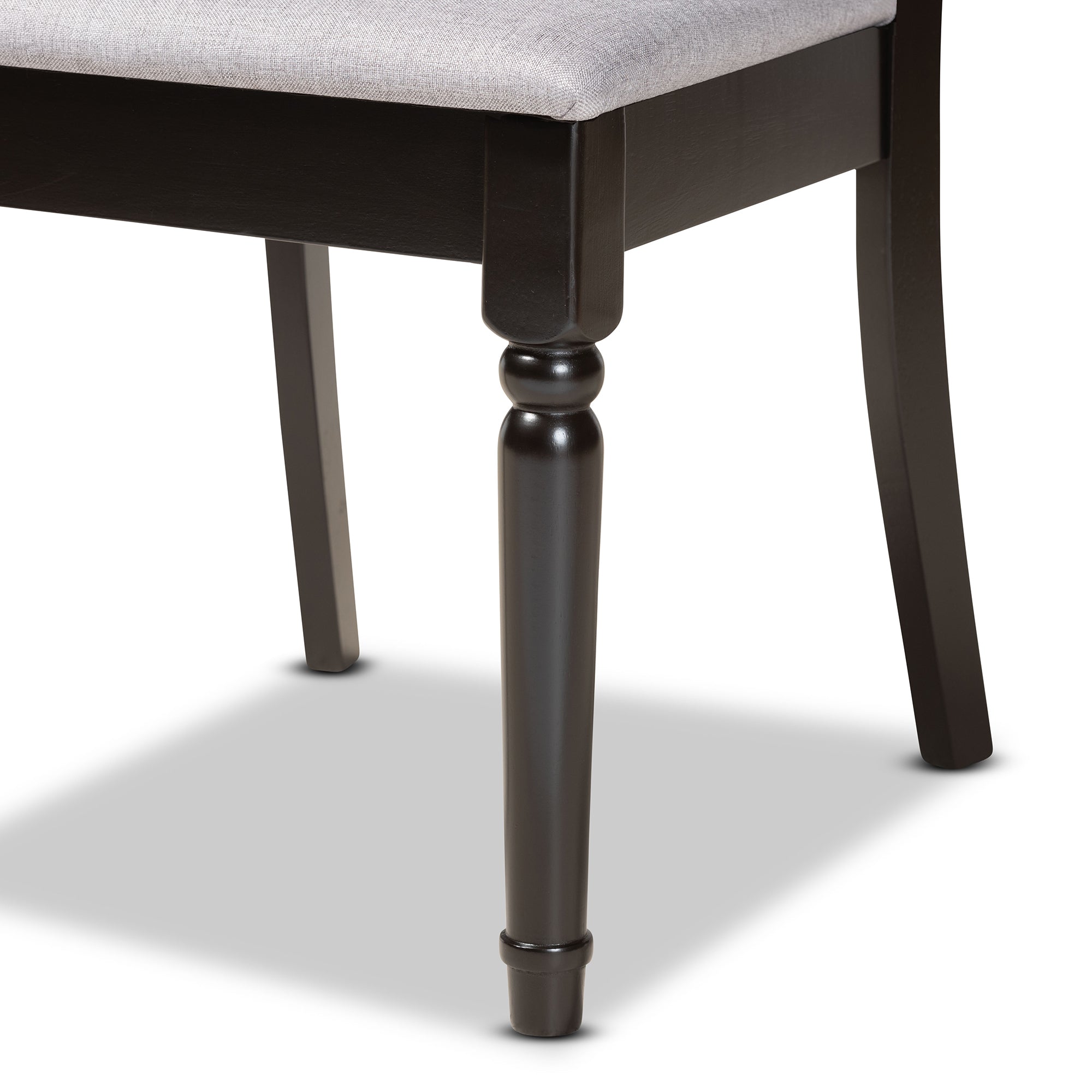 Baxton Studio Lucie Modern and Contemporary Grey Fabric Upholstered and Espresso Brown Finished Wood 2-Piece Dining Chair Set