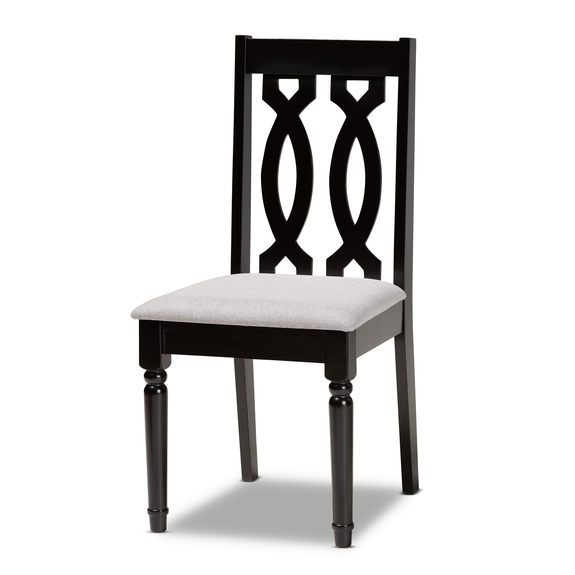 Baxton Studio Callie Modern and Contemporary Grey Fabric Upholstered and Dark Brown Finished Wood 7-Piece Dining Set