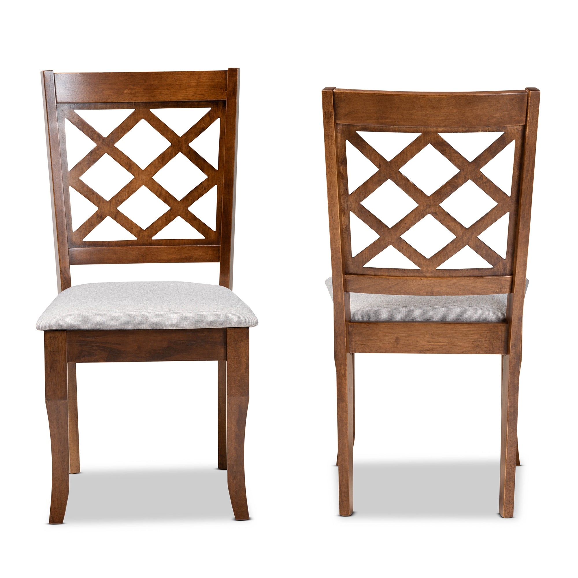 Baxton Studio Verner Modern and Contemporary Grey Fabric Upholstered Walnut Finished Wood 2-Piece Dining Chair Set