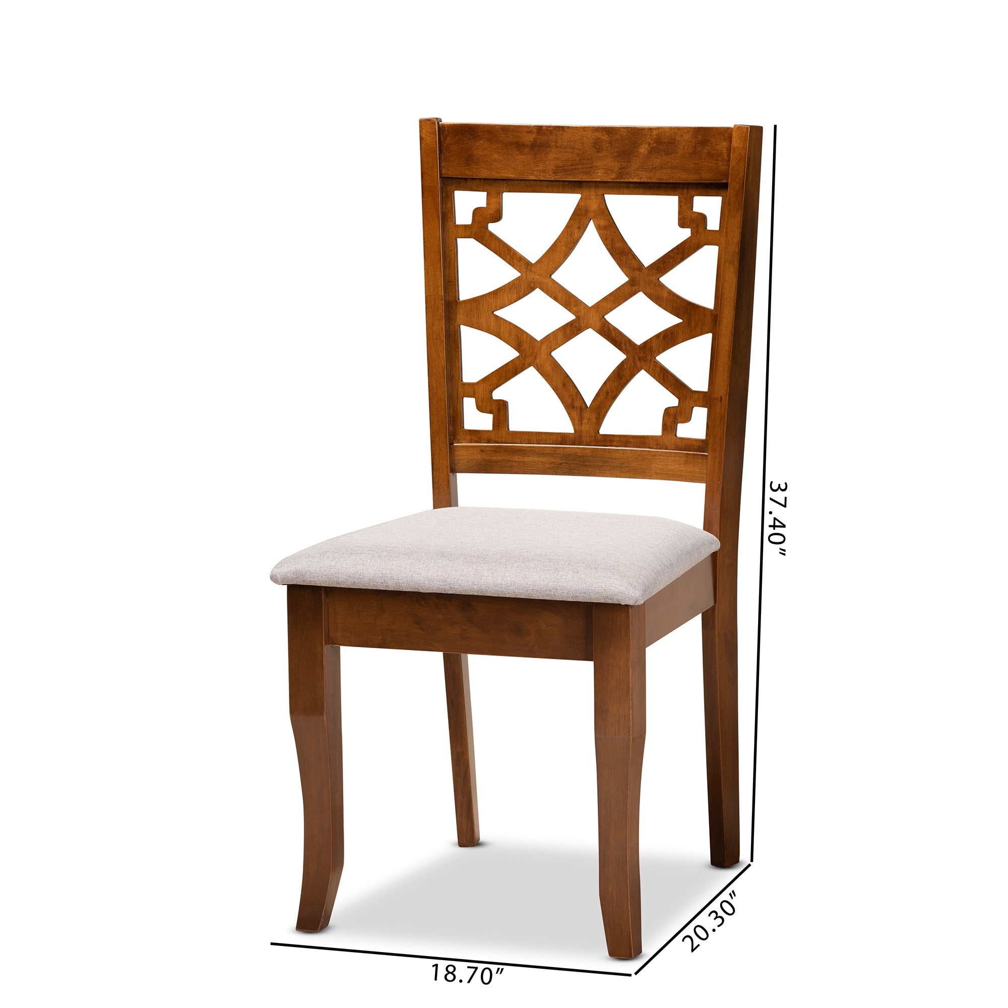Baxton Studio Mael Modern and Contemporary Grey Fabric Upholstered and Walnut Brown Finished Wood 2-Piece Dining Chair Set
