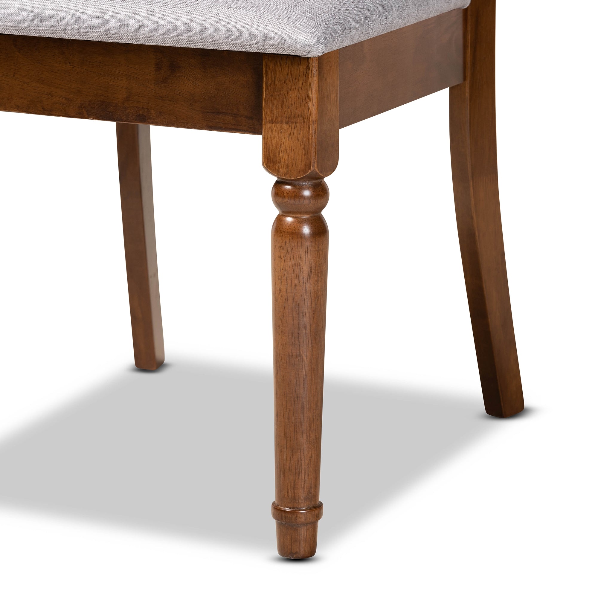 Baxton Studio Lucie Modern and Contemporary Grey Fabric Upholstered and Walnut Brown Finished Wood 2-Piece Dining Chair Set