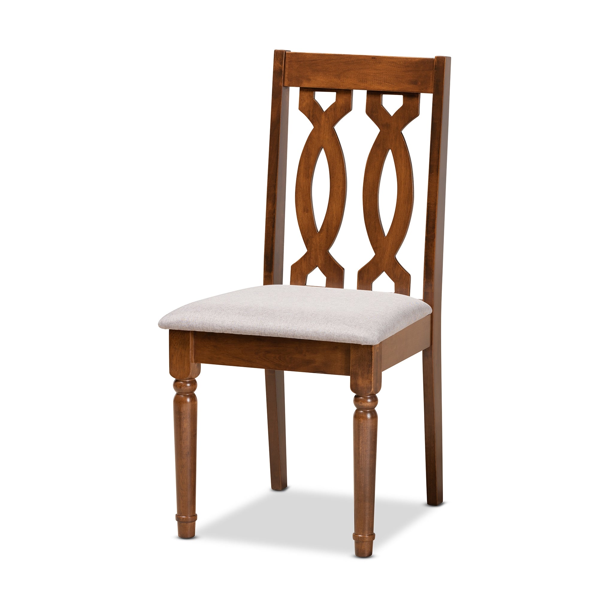 Baxton Studio Callie Modern and Contemporary Grey Fabric Upholstered and Walnut Brown Finished Wood 7-Piece Dining Set