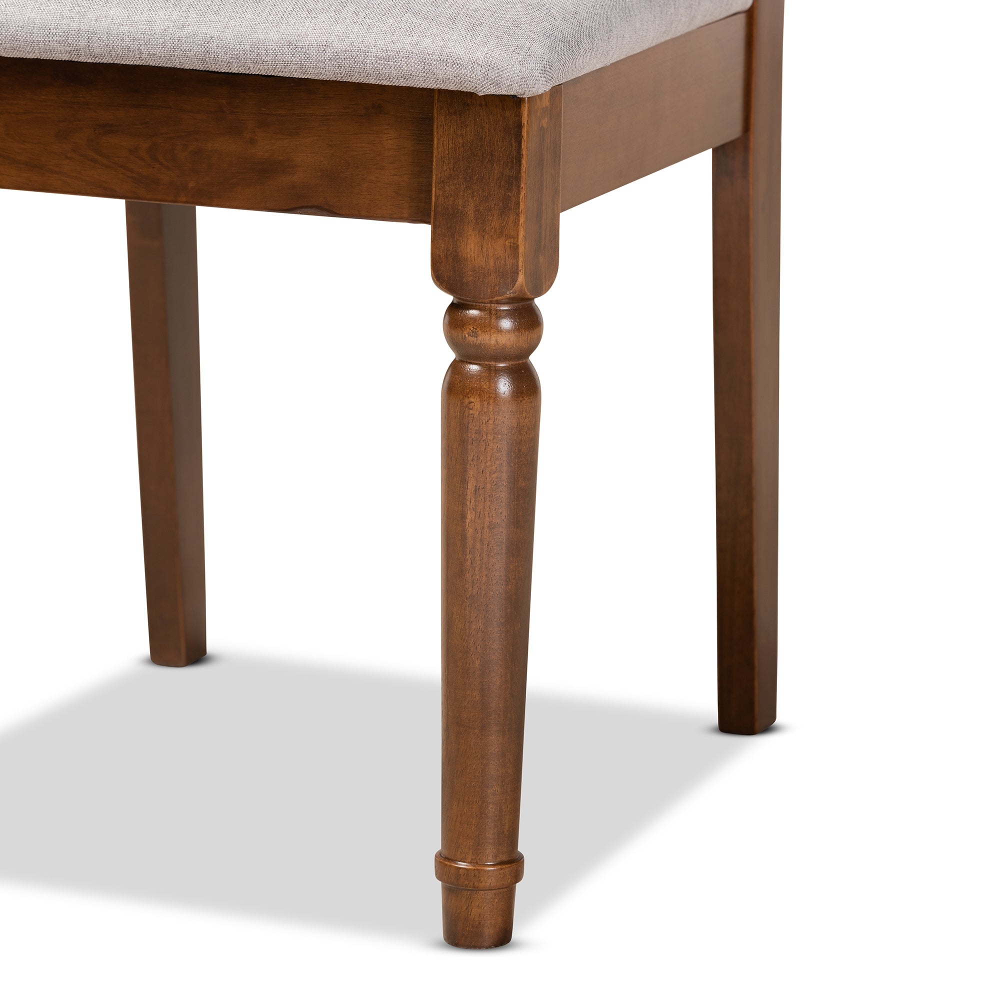 Baxton Studio Callie Modern and Contemporary Grey Fabric Upholstered and Walnut Brown Finished Wood 7-Piece Dining Set