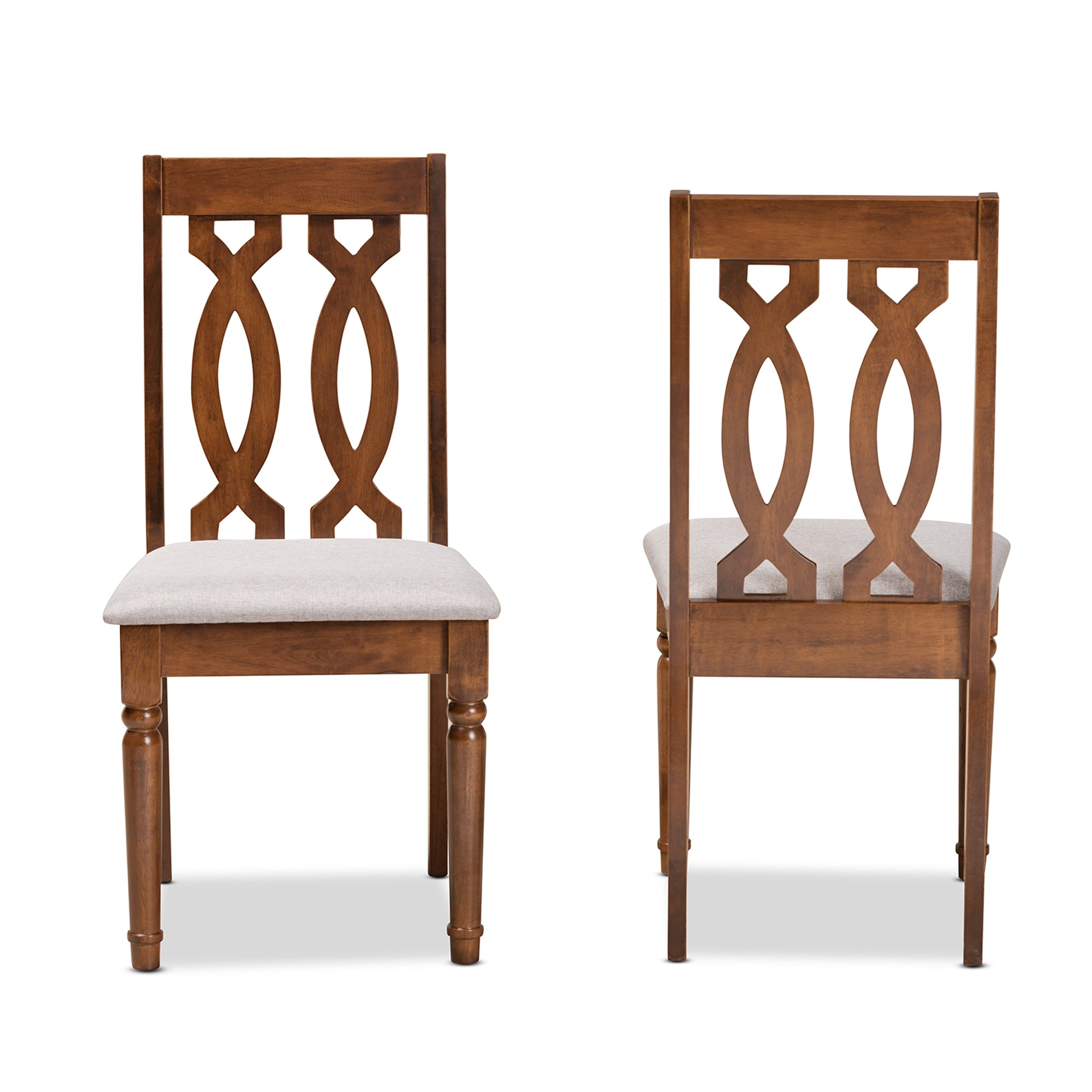 Baxton Studio Cherese Modern and Contemporary Grey Fabric Upholstered and Walnut Brown Finished Wood 2-Piece Dining Chair Set