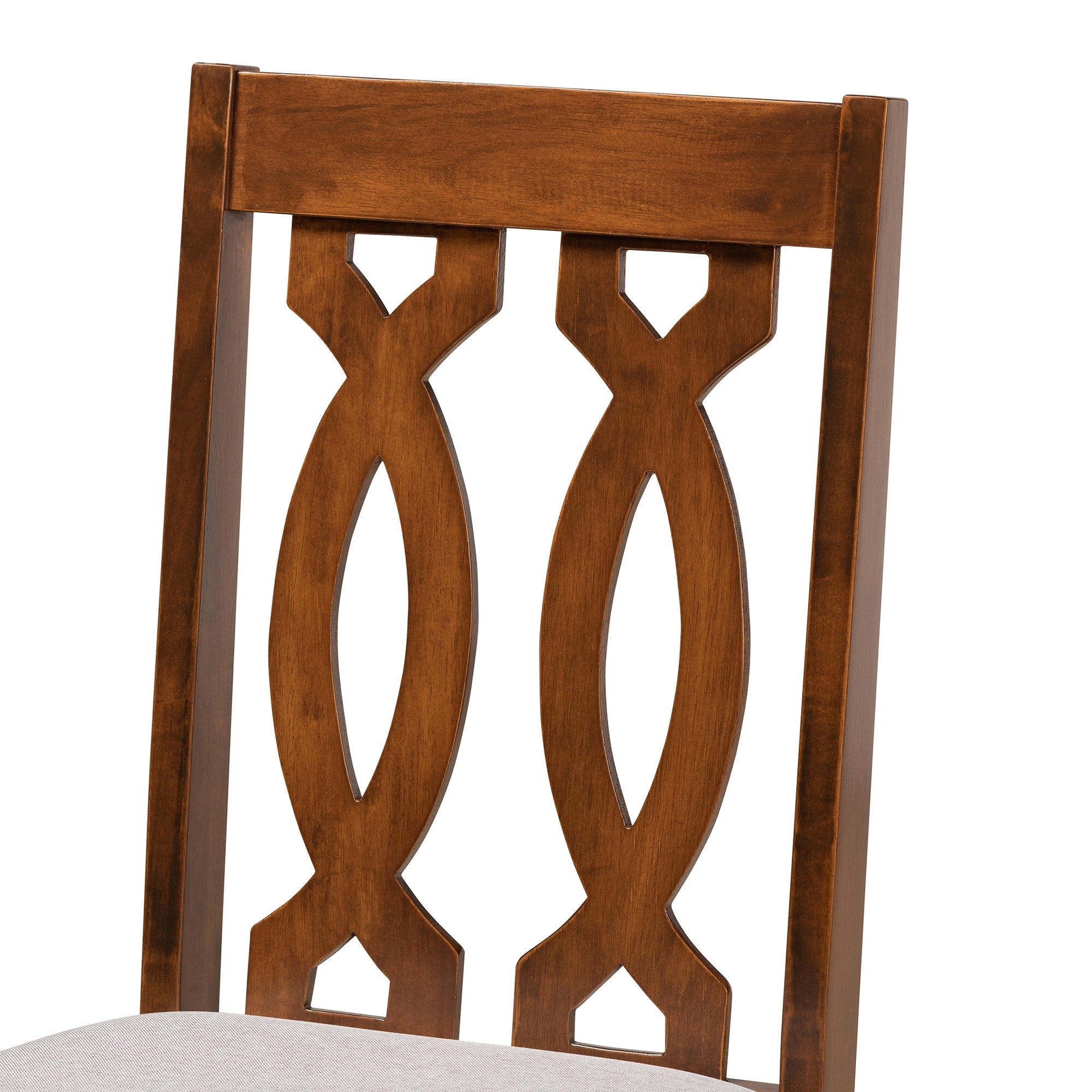 Baxton Studio Cherese Modern and Contemporary Grey Fabric Upholstered and Walnut Brown Finished Wood 2-Piece Dining Chair Set