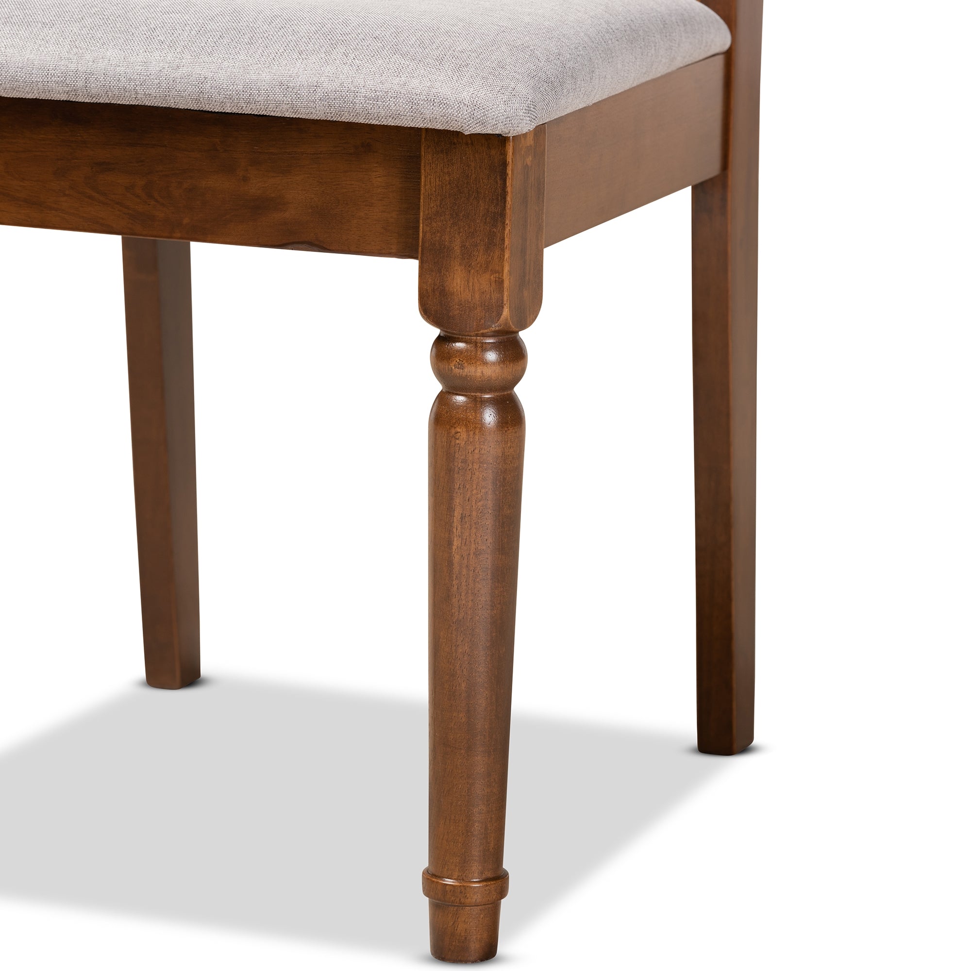 Baxton Studio Cherese Modern and Contemporary Grey Fabric Upholstered and Walnut Brown Finished 5-Piece Wood Dining Set