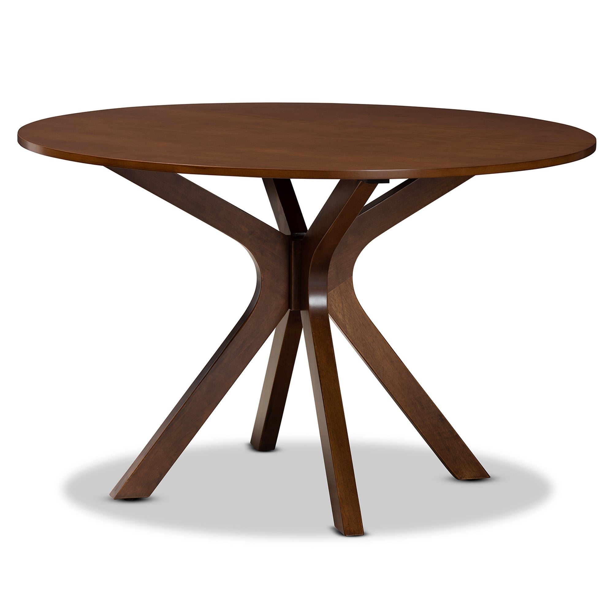 Baxton Studio Lore Modern and Contemporary Grey Fabric Upholstered and Walnut Brown Finished Wood 7-Piece Dining Set