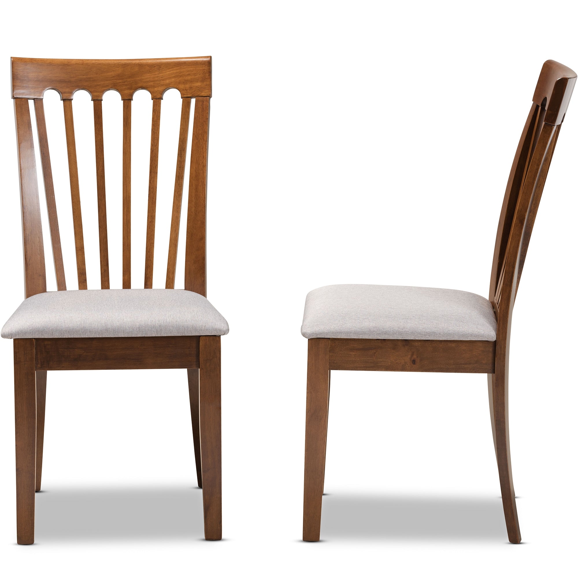 Baxton Studio Minette Modern and Contemporary Grey Fabric Upholstered Walnut Brown Finished Wood 2-Piece Dining Chair Set