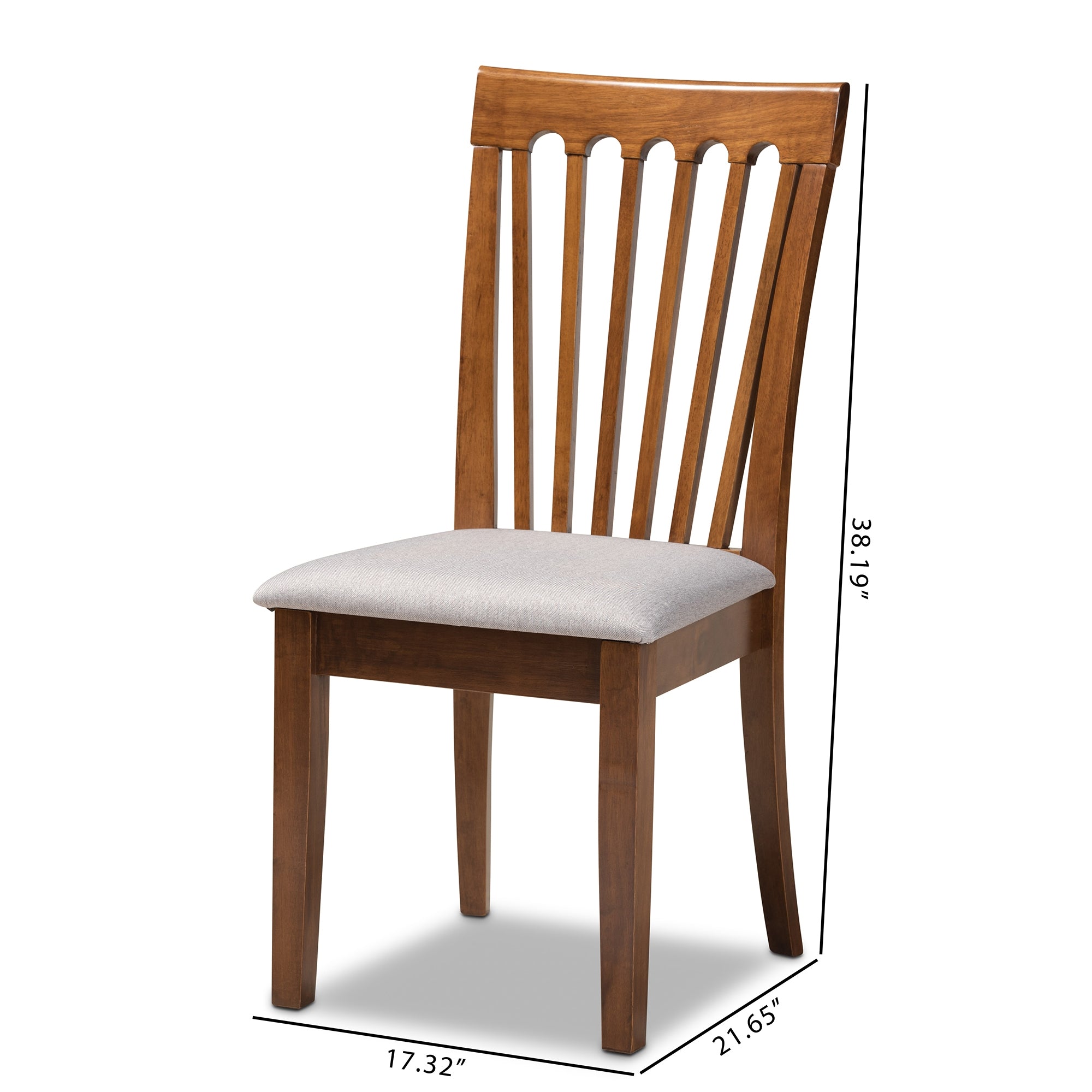 Baxton Studio Minette Modern and Contemporary Grey Fabric Upholstered Walnut Brown Finished Wood 2-Piece Dining Chair Set