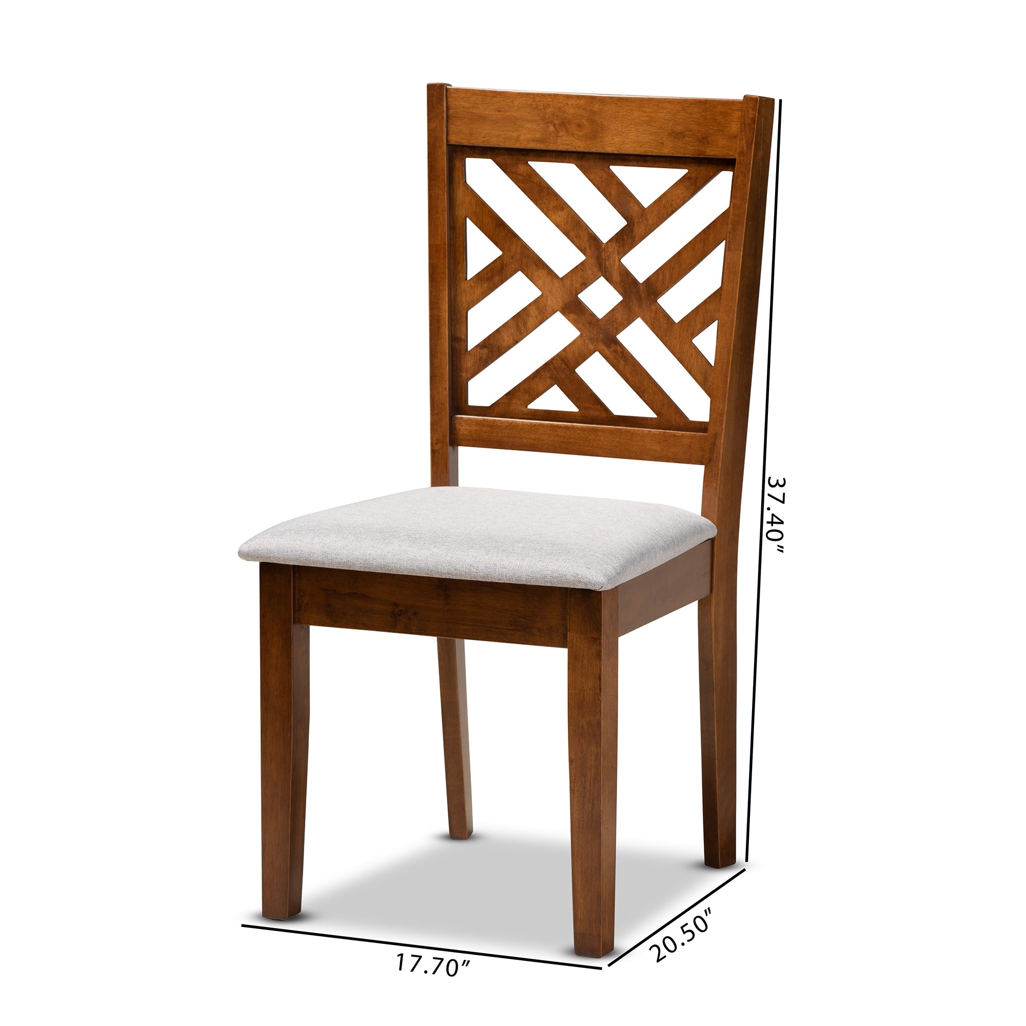 Baxton Studio Caron Modern and Contemporary Grey Fabric Upholstered and Walnut Brown Finished Wood 2-Piece Dining Chair Set